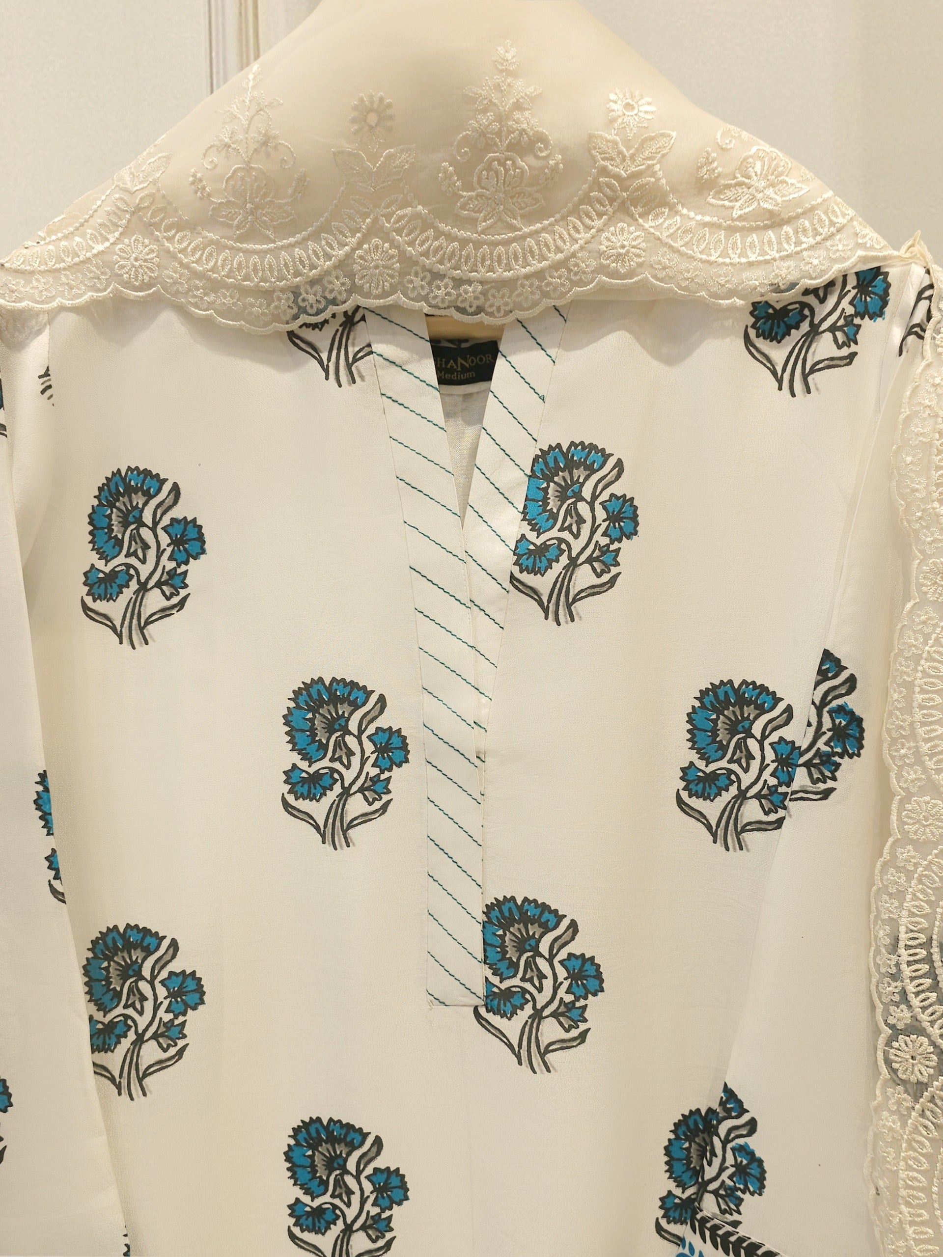 3 Piece- Pure  Sheesha Silk Embroidered Suit S115128