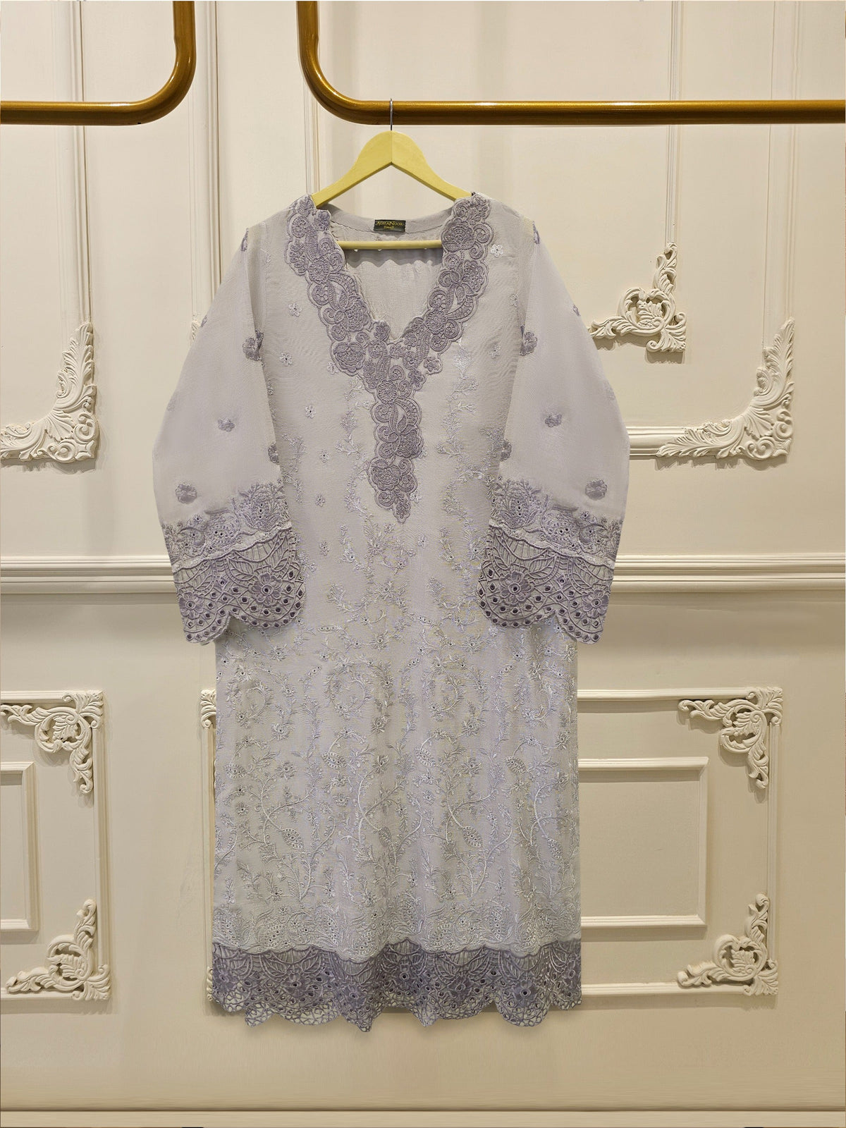 Pure Embroidered Cotton Net Shirt-S114098
