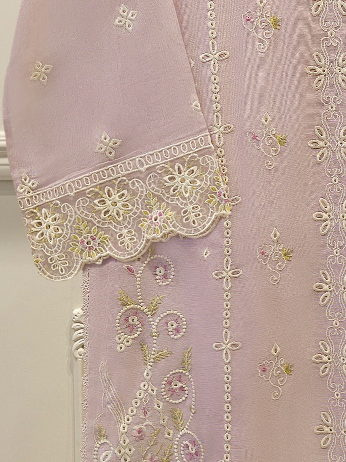 2 Piece - Pure Embroidered Cotton Net Suit S114776
