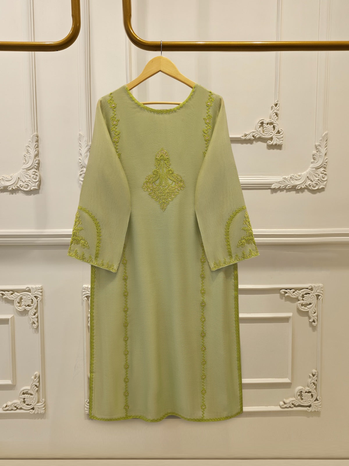 Pure Embroidered Cotton Net Shirt-S113949