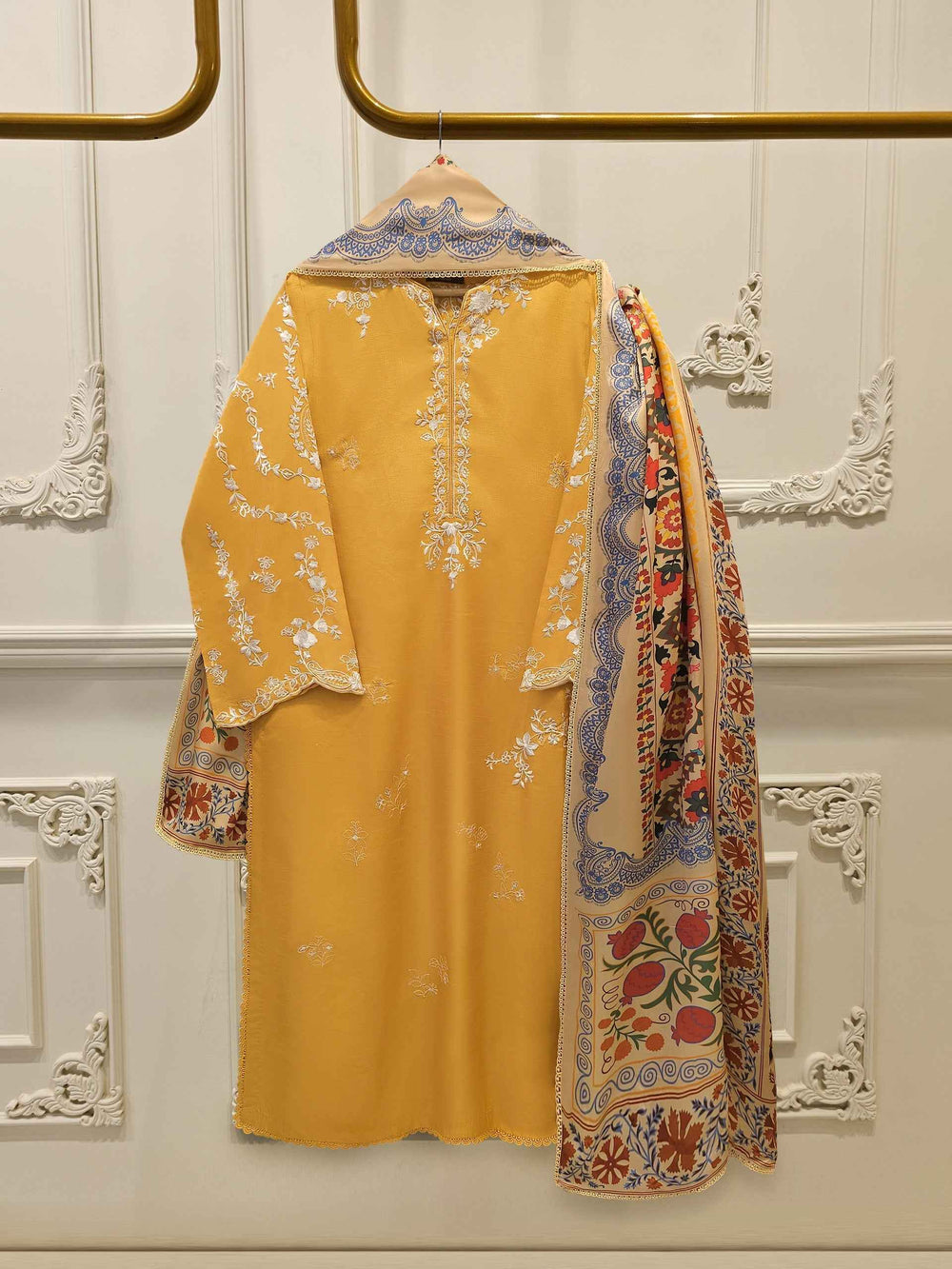 3 Piece- Pure  Sheesha Silk Embroidered Suit S115384