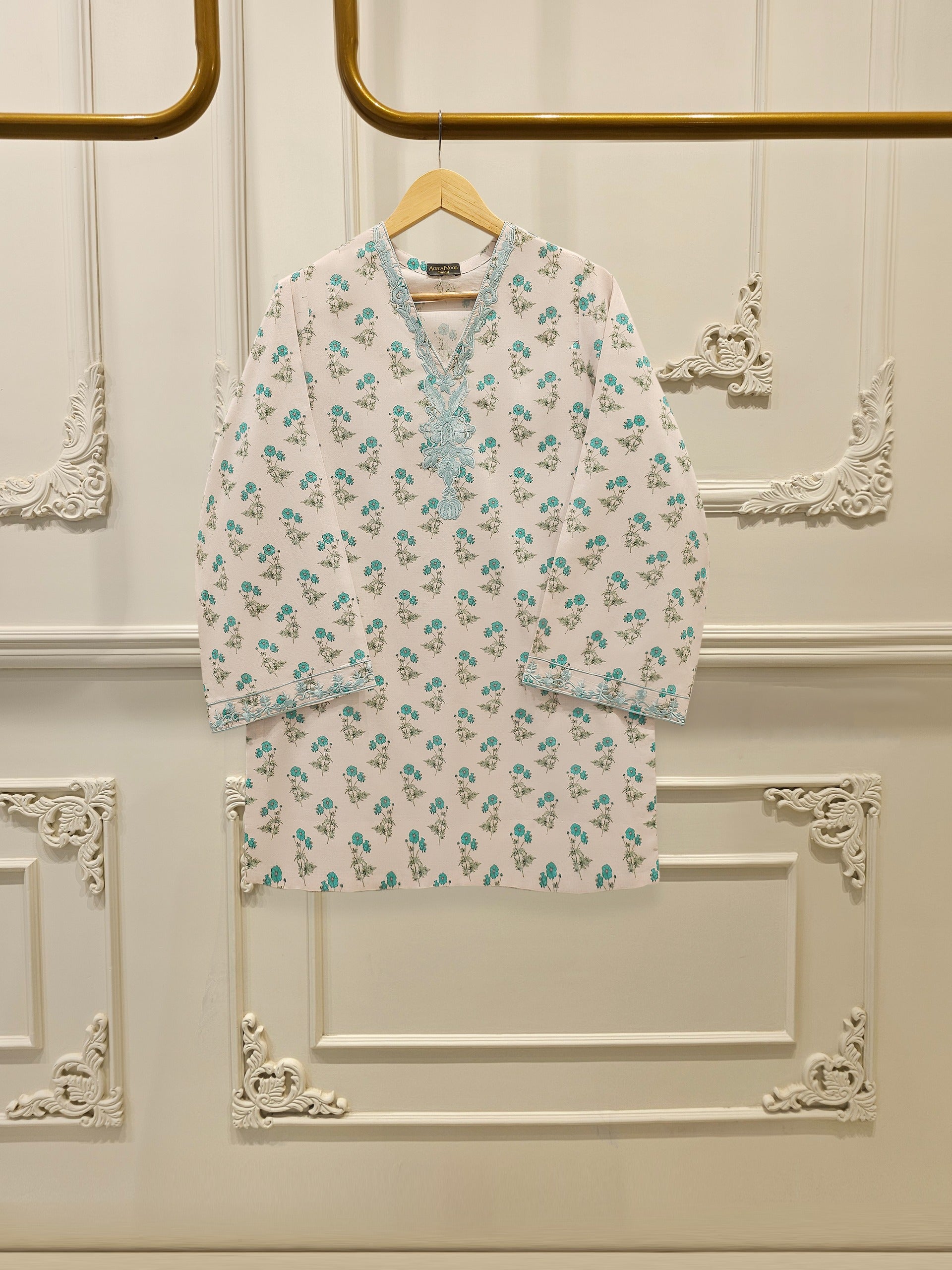 Digital Printed Embroidered Cambric Shirt S112357