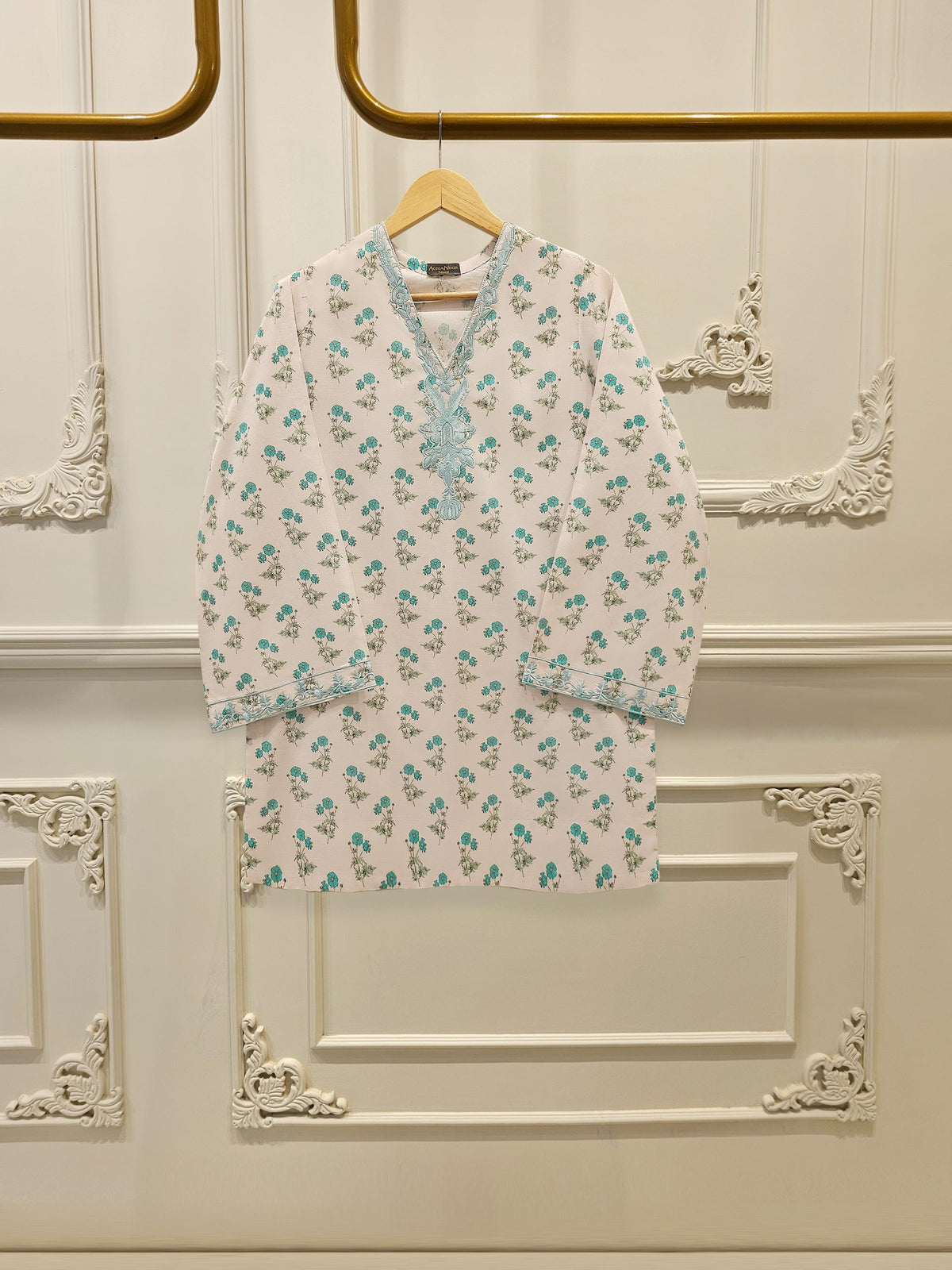 Digital Printed Embroidered Cambric Shirt S112357