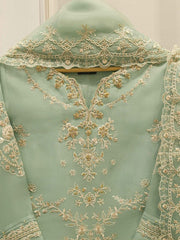 3 Piece - Pure Organza Embroidered Suit S113260