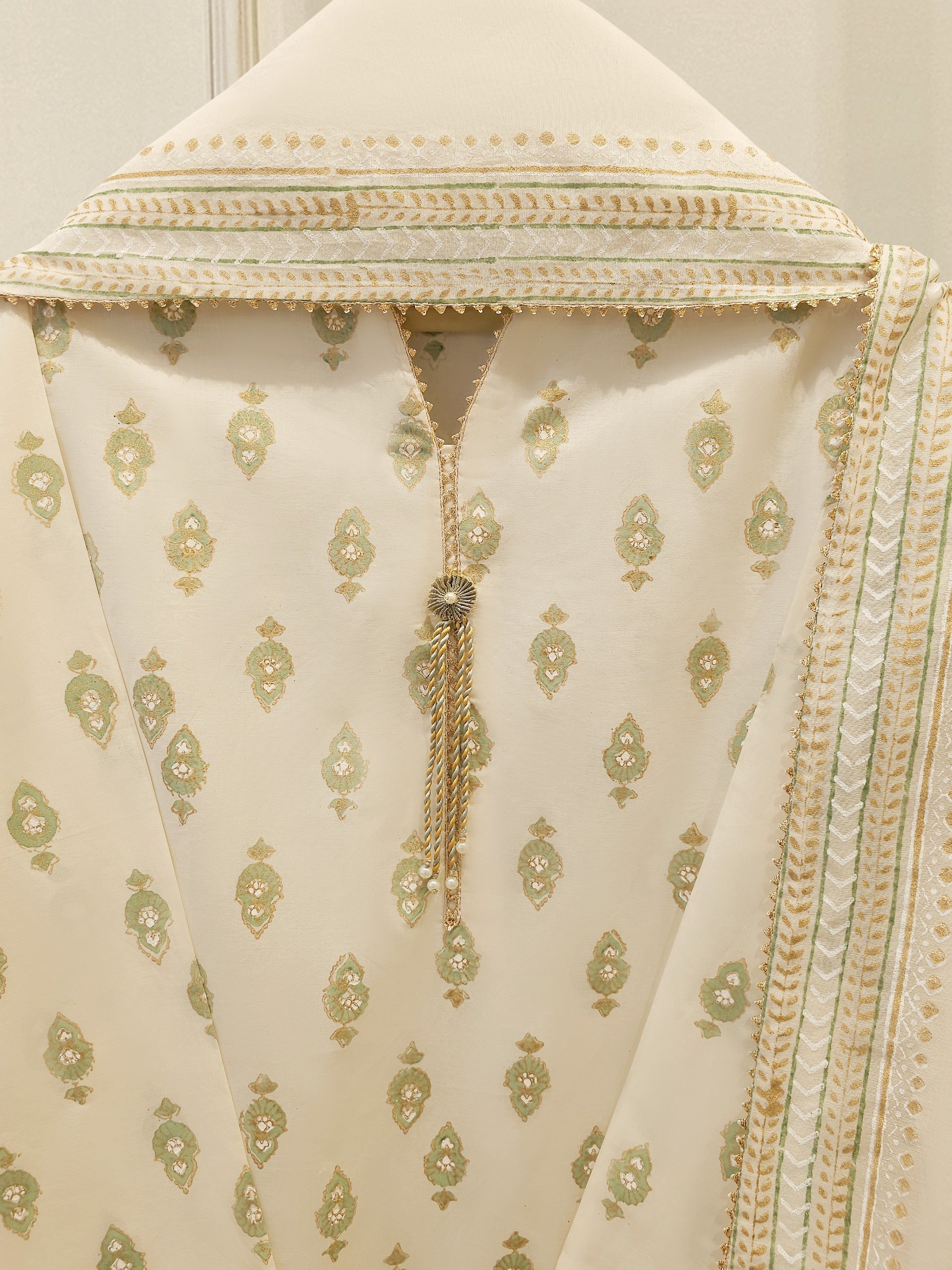 3 Piece - Hand Block Printed Kora Cotton Suit  S114195