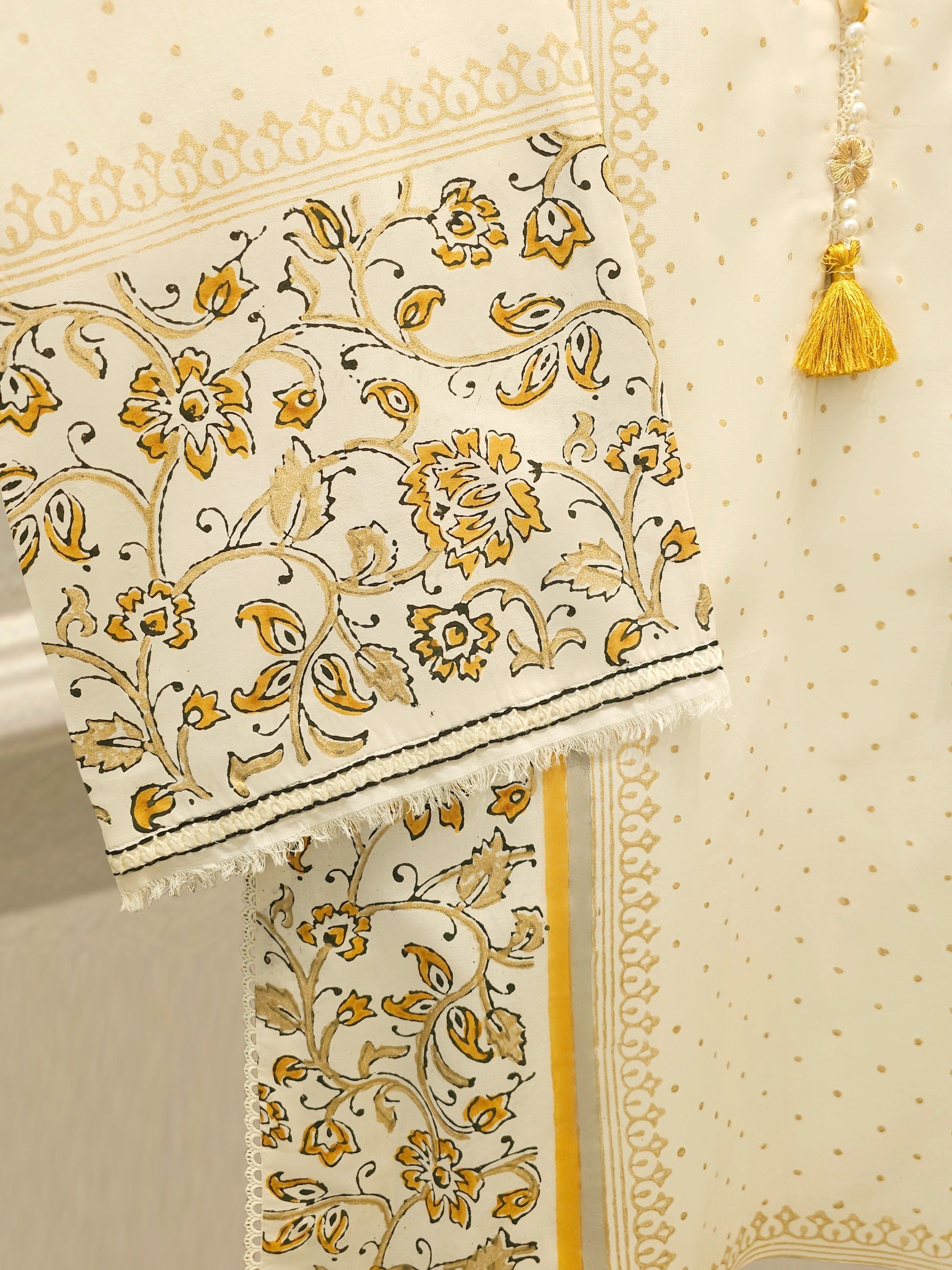 3 Piece - Hand Block Printed Kora Cotton Suit  S114196