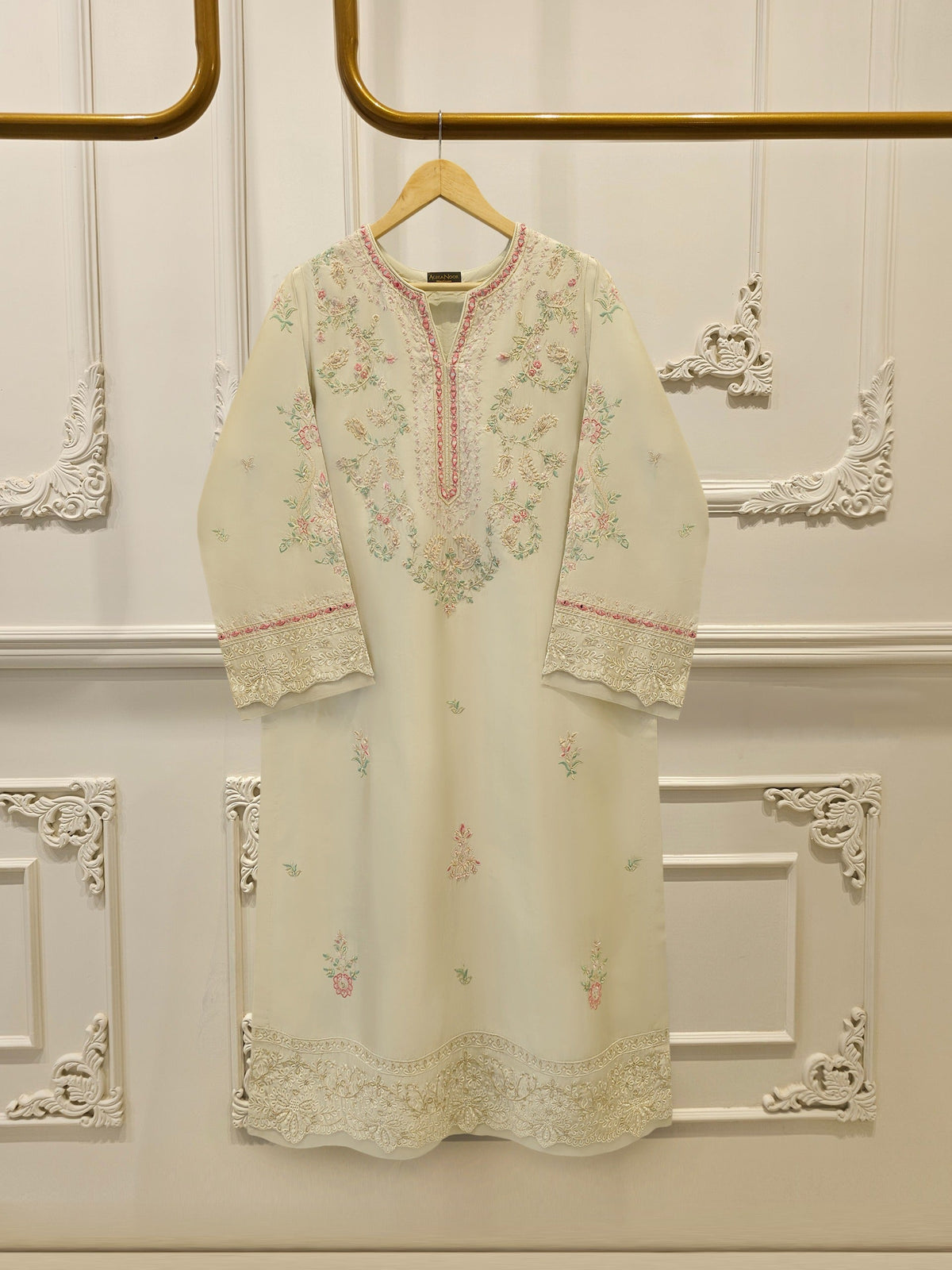 Pure Embroidered Sheesha Silk Shirt S114274