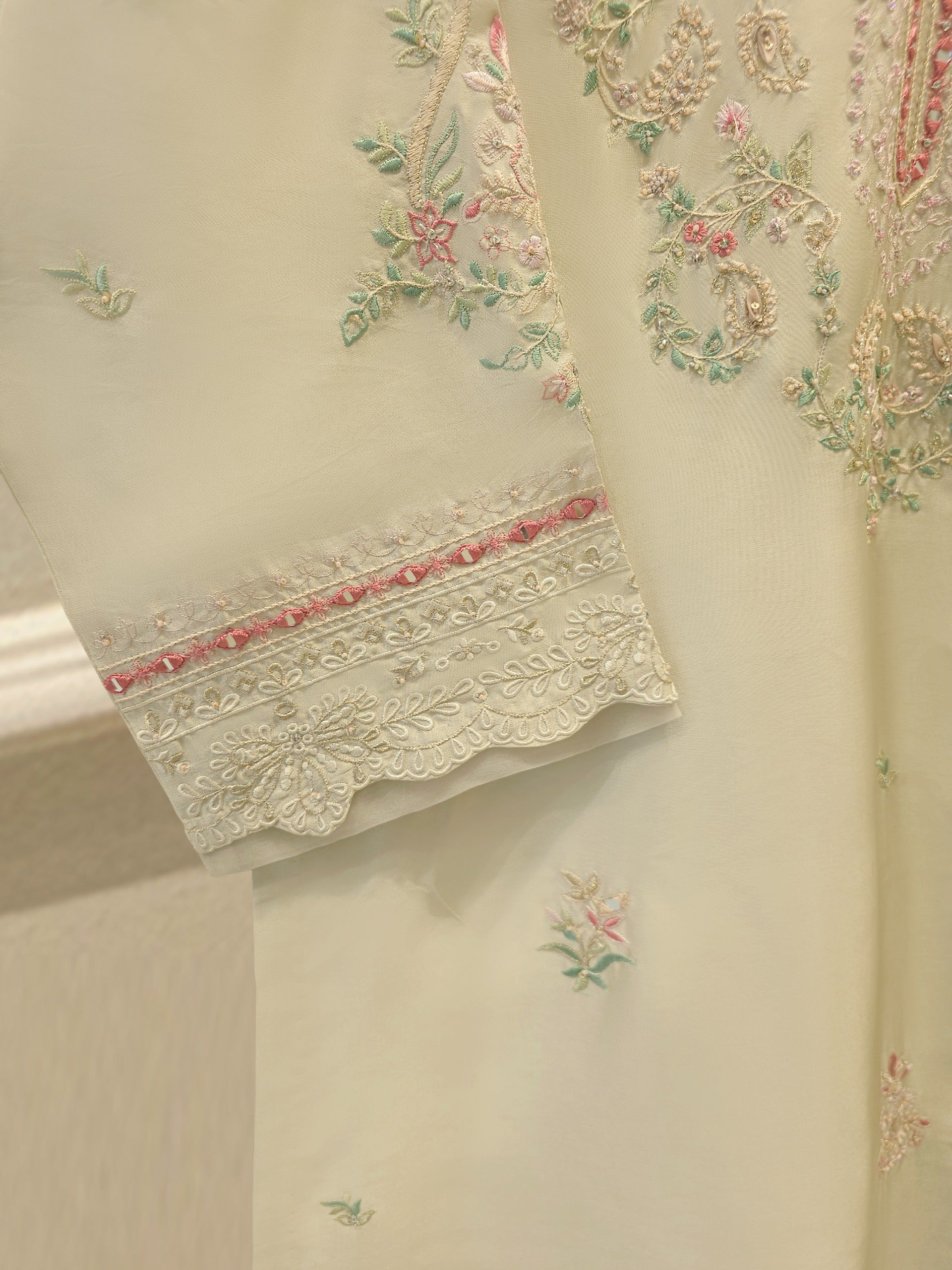 Pure Embroidered Sheesha Silk Shirt S114274
