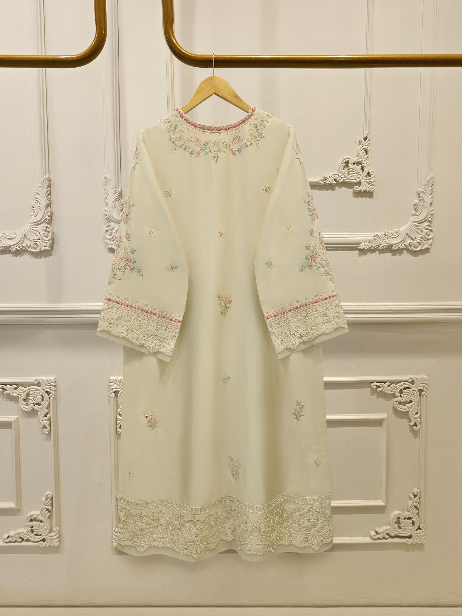Pure Embroidered Sheesha Silk Shirt S114274