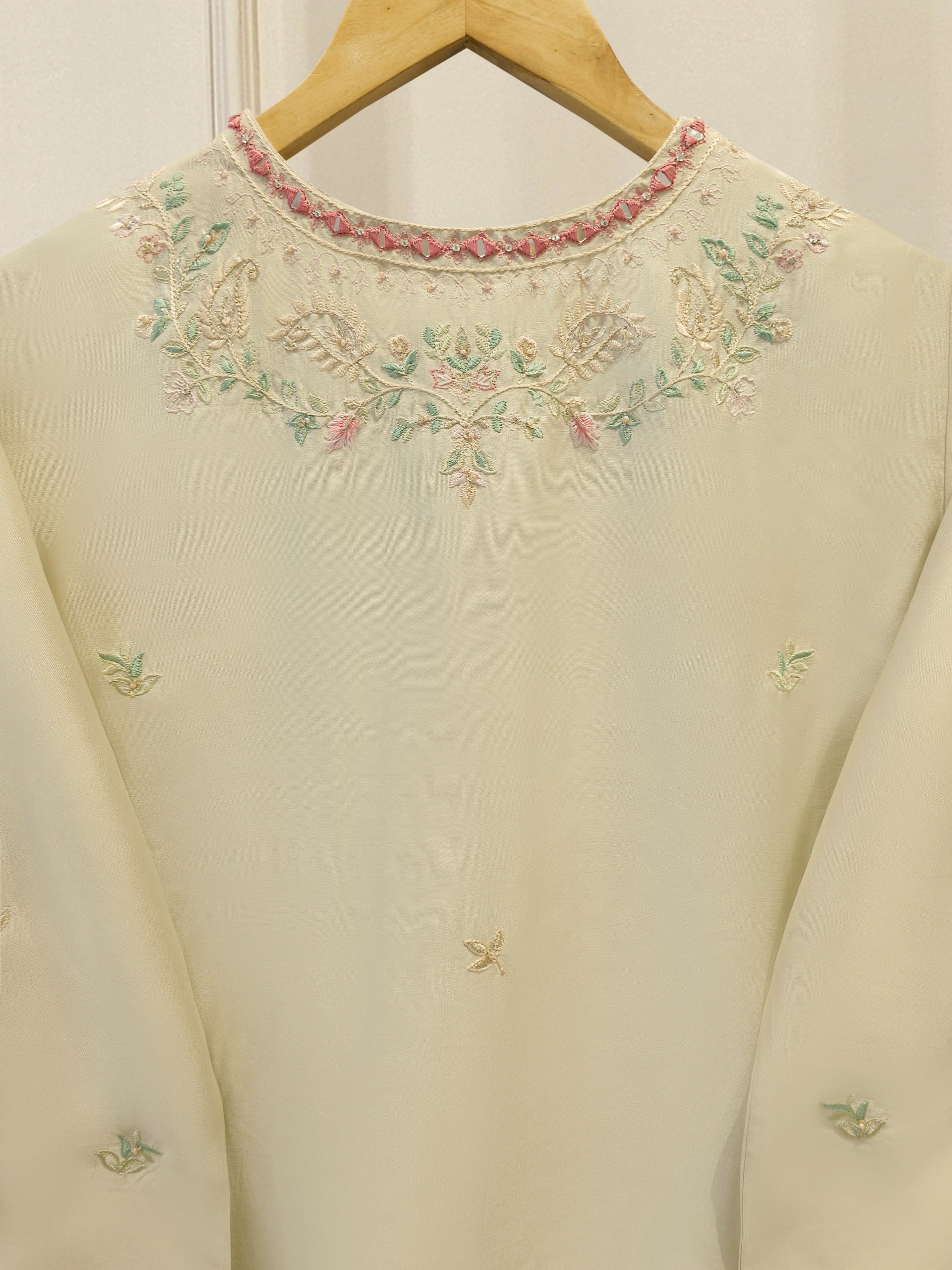 Pure Embroidered Sheesha Silk Shirt S114274