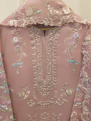 3 Piece - Pure Organza Embroidered Suit S114272