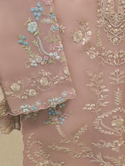 3 Piece - Pure Organza Embroidered Suit S114272