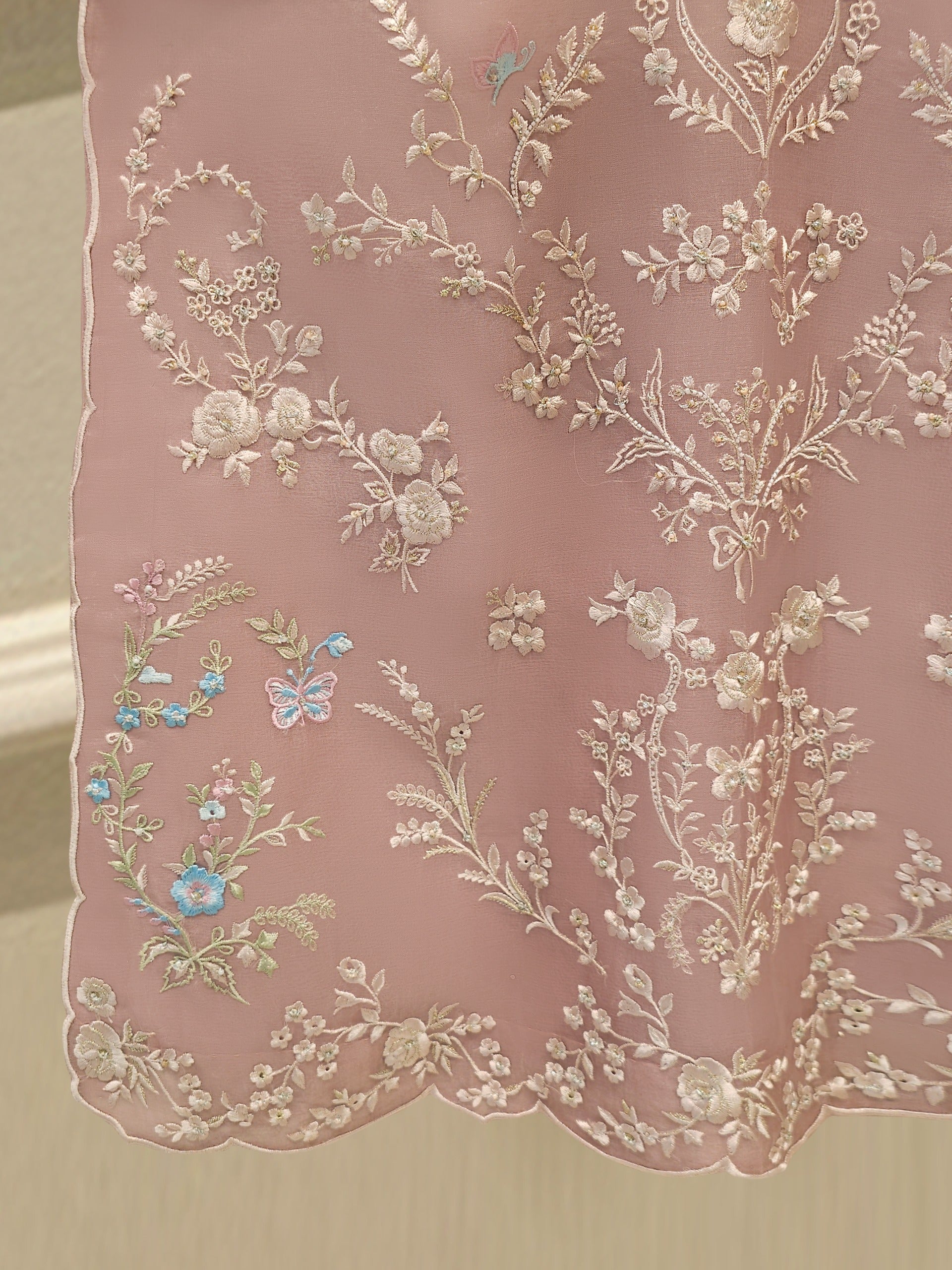 3 Piece - Pure Organza Embroidered Suit S114272