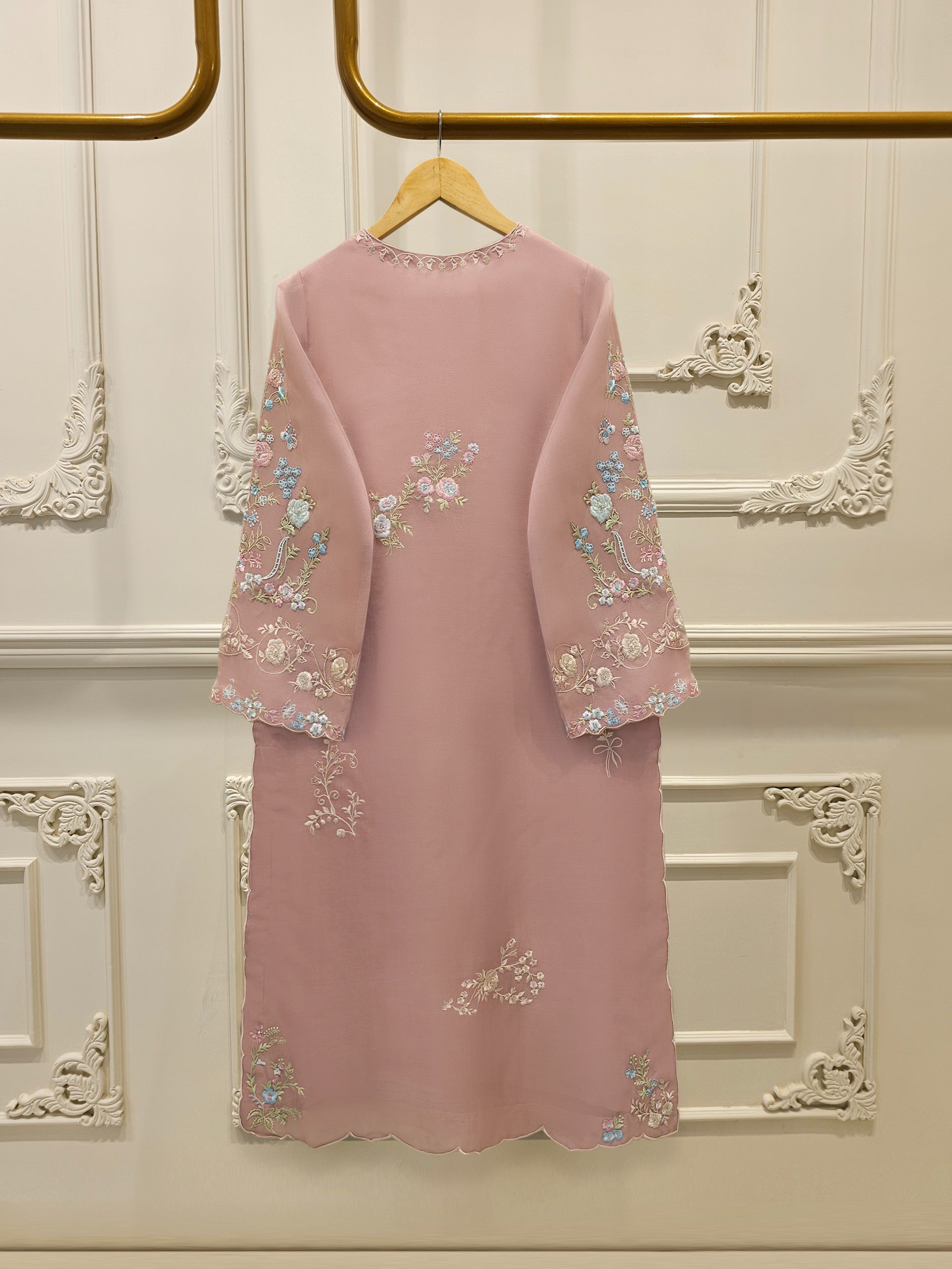 3 Piece - Pure Organza Embroidered Suit S114272