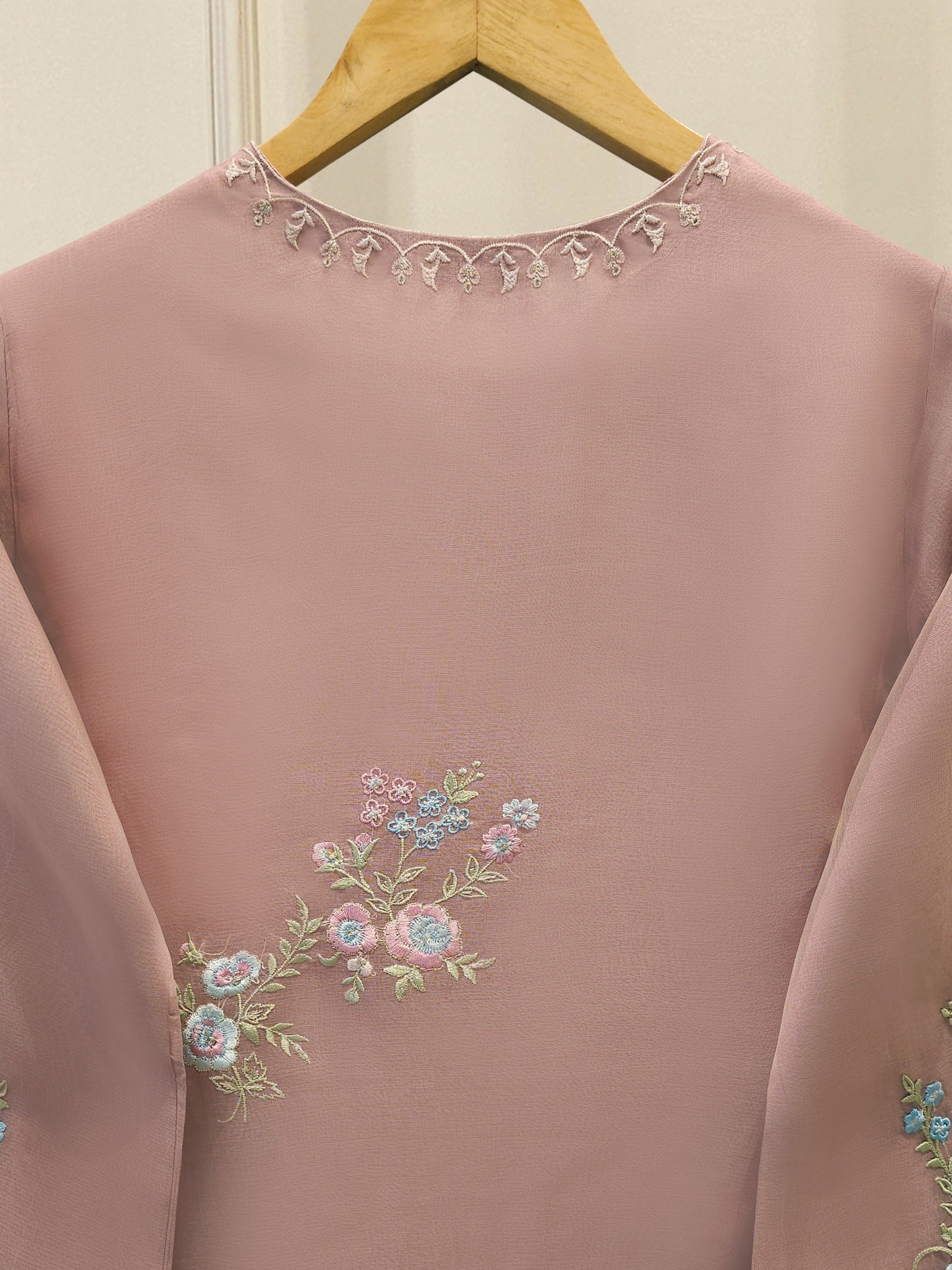 3 Piece - Pure Organza Embroidered Suit S114272