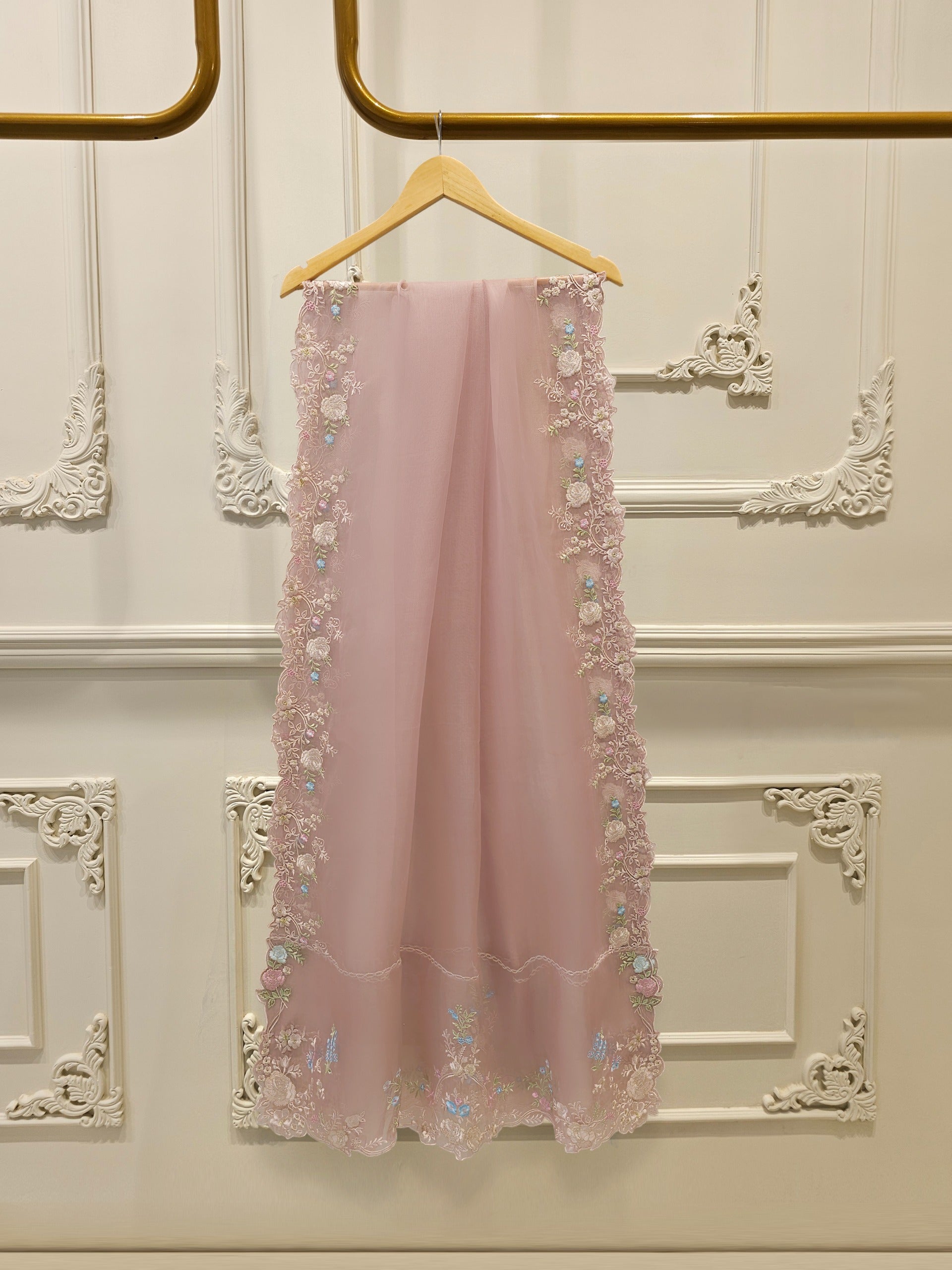 3 Piece - Pure Organza Embroidered Suit S114272