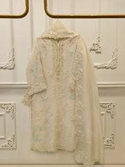 3 Piece - Pure Organza Embroidered Suit S114277