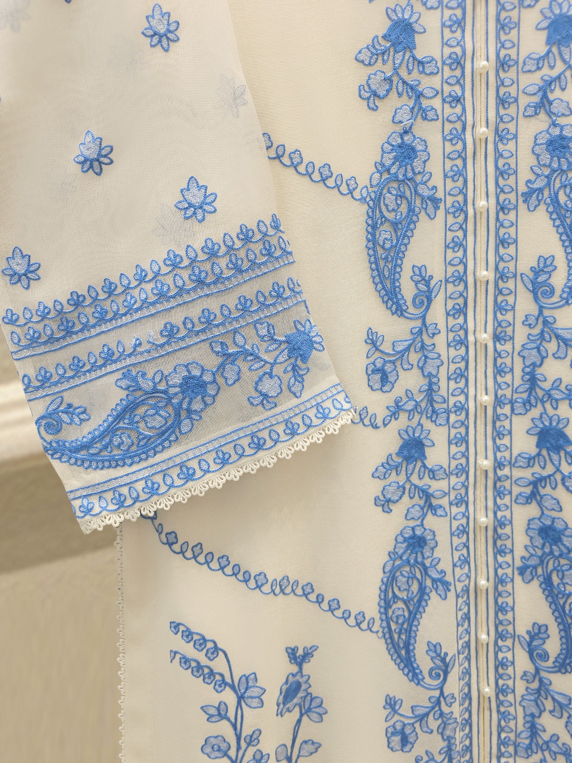 3 Piece - Pure Embroidered Cotton Net Suit S114301