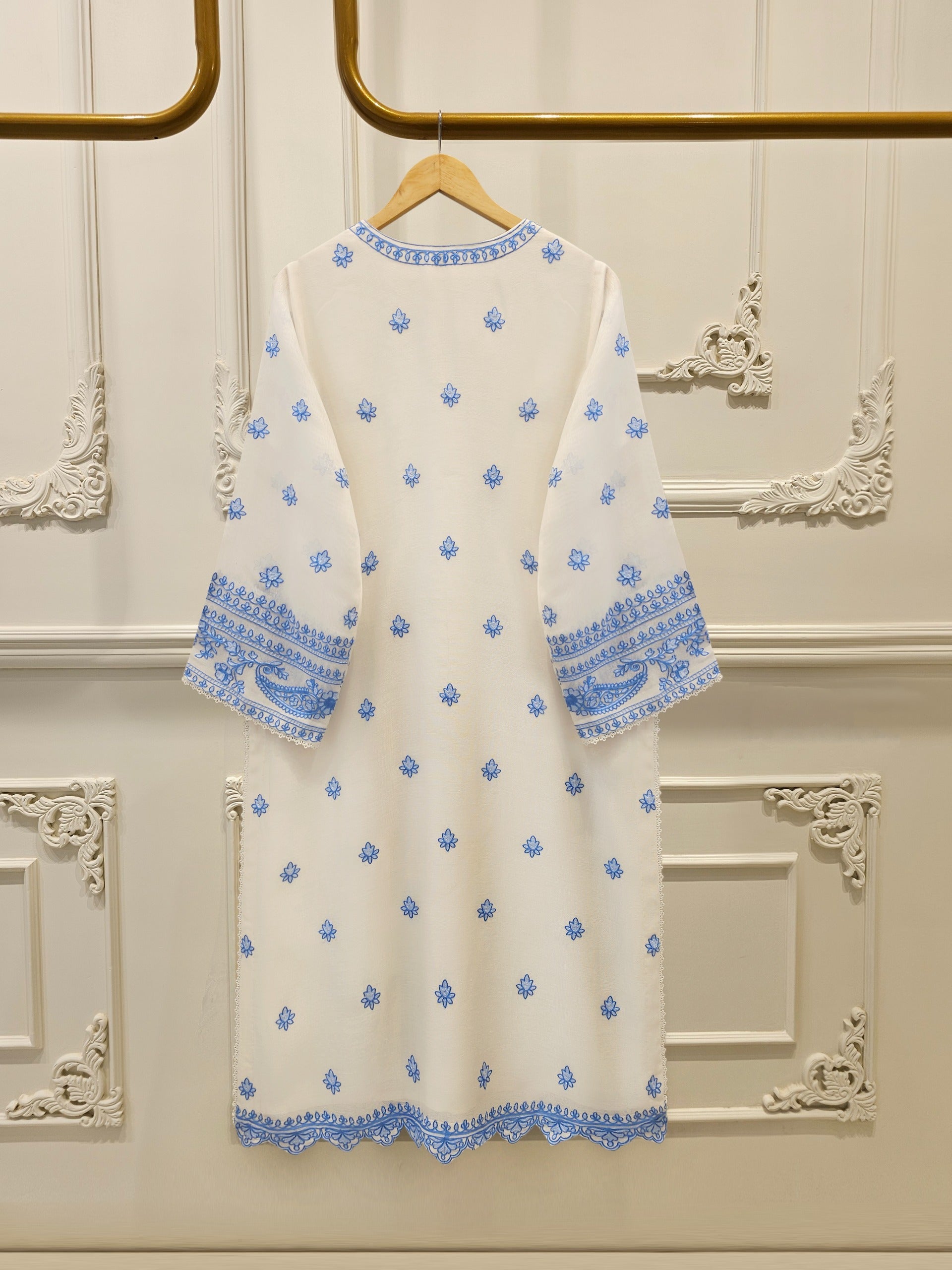 3 Piece - Pure Embroidered Cotton Net Suit S114301