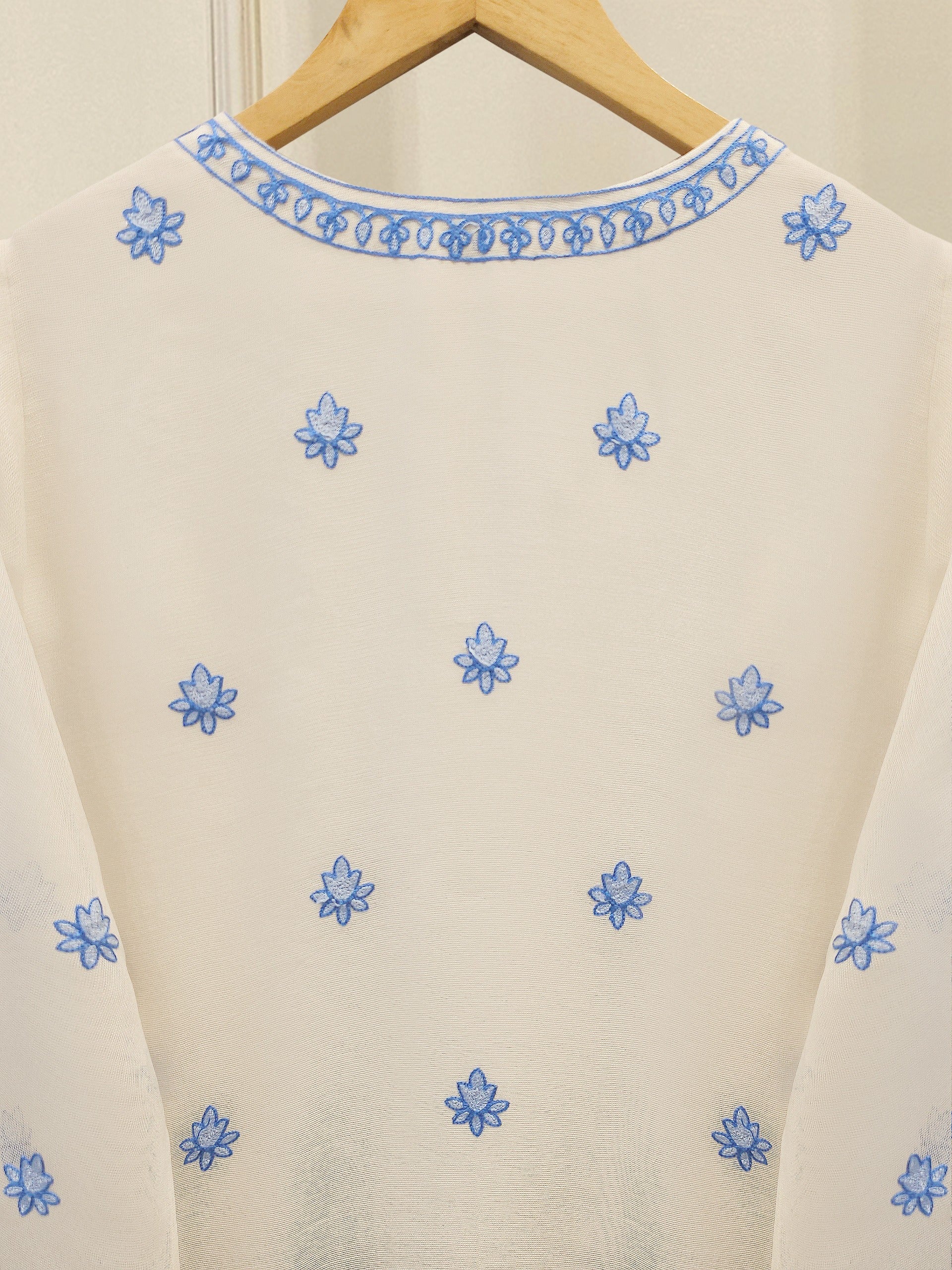 3 Piece - Pure Embroidered Cotton Net Suit S114301