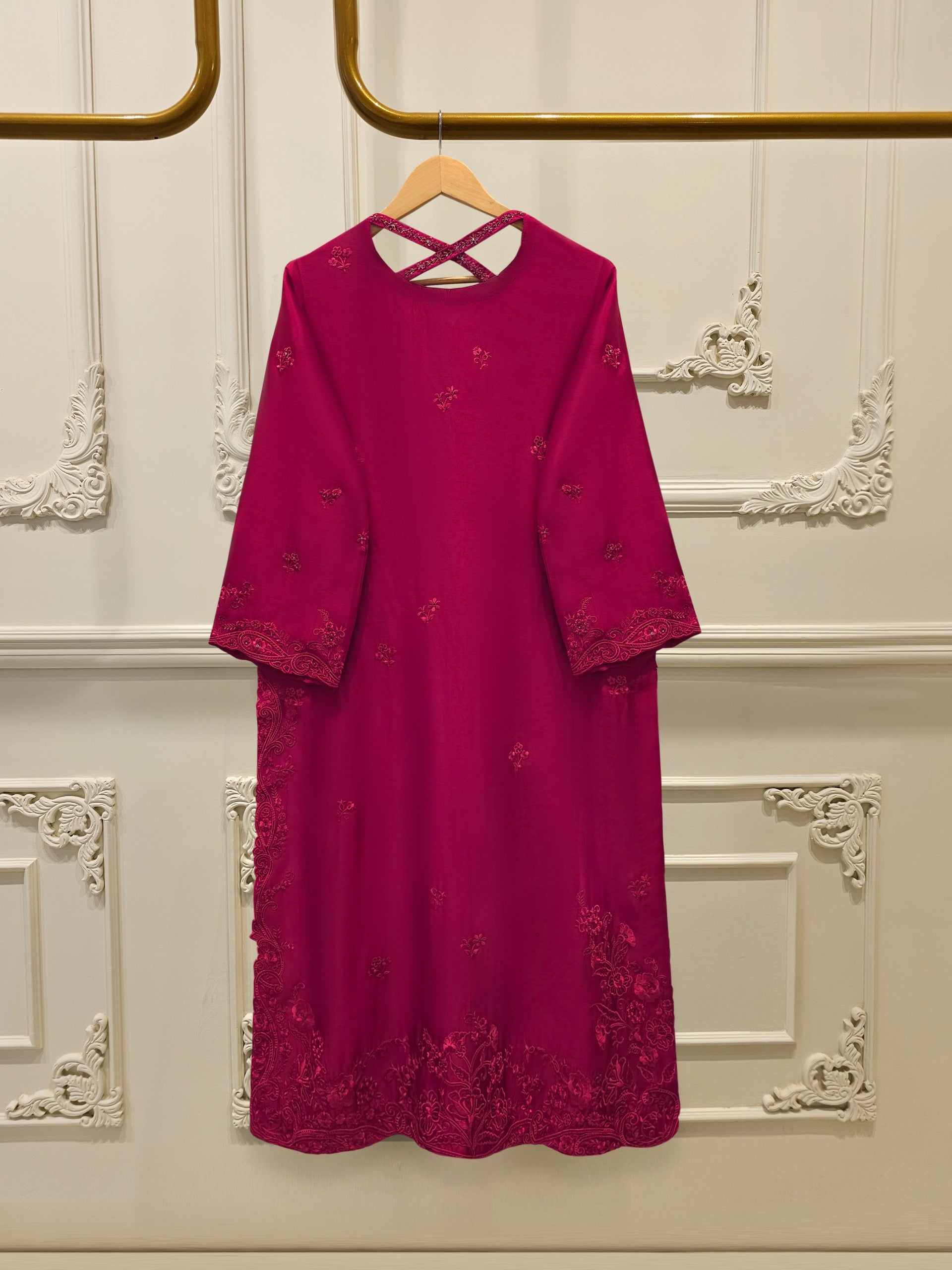 2 Piece- Pure Sheesha Silk Embroidered Suit S114438