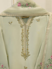 3 Piece- Pure Sheesha Silk Embroidered Suit S114532