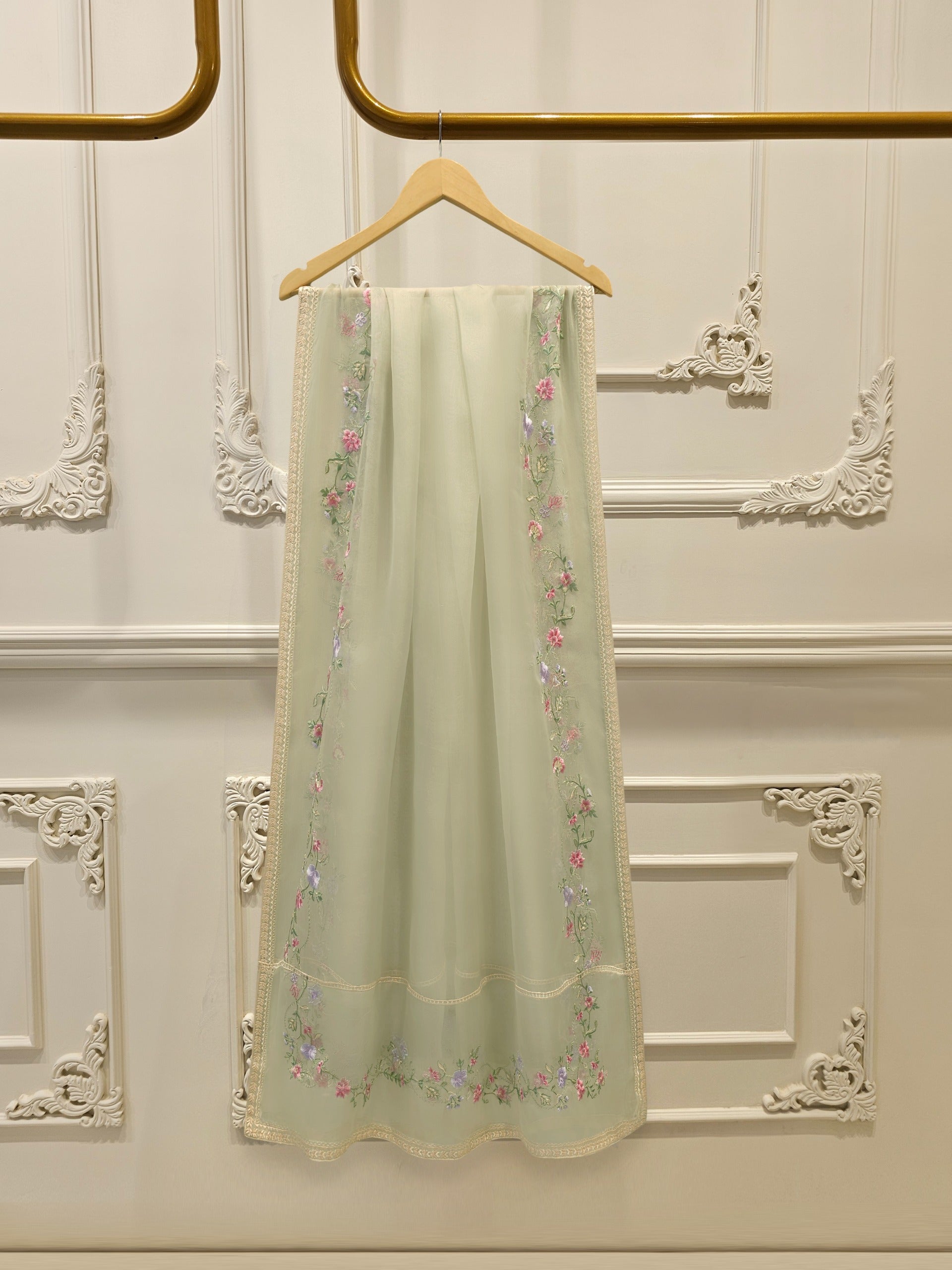 3 Piece- Pure Sheesha Silk Embroidered Suit S114532
