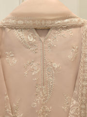 3 Piece - Pure Organza Embroidered Suit S114615