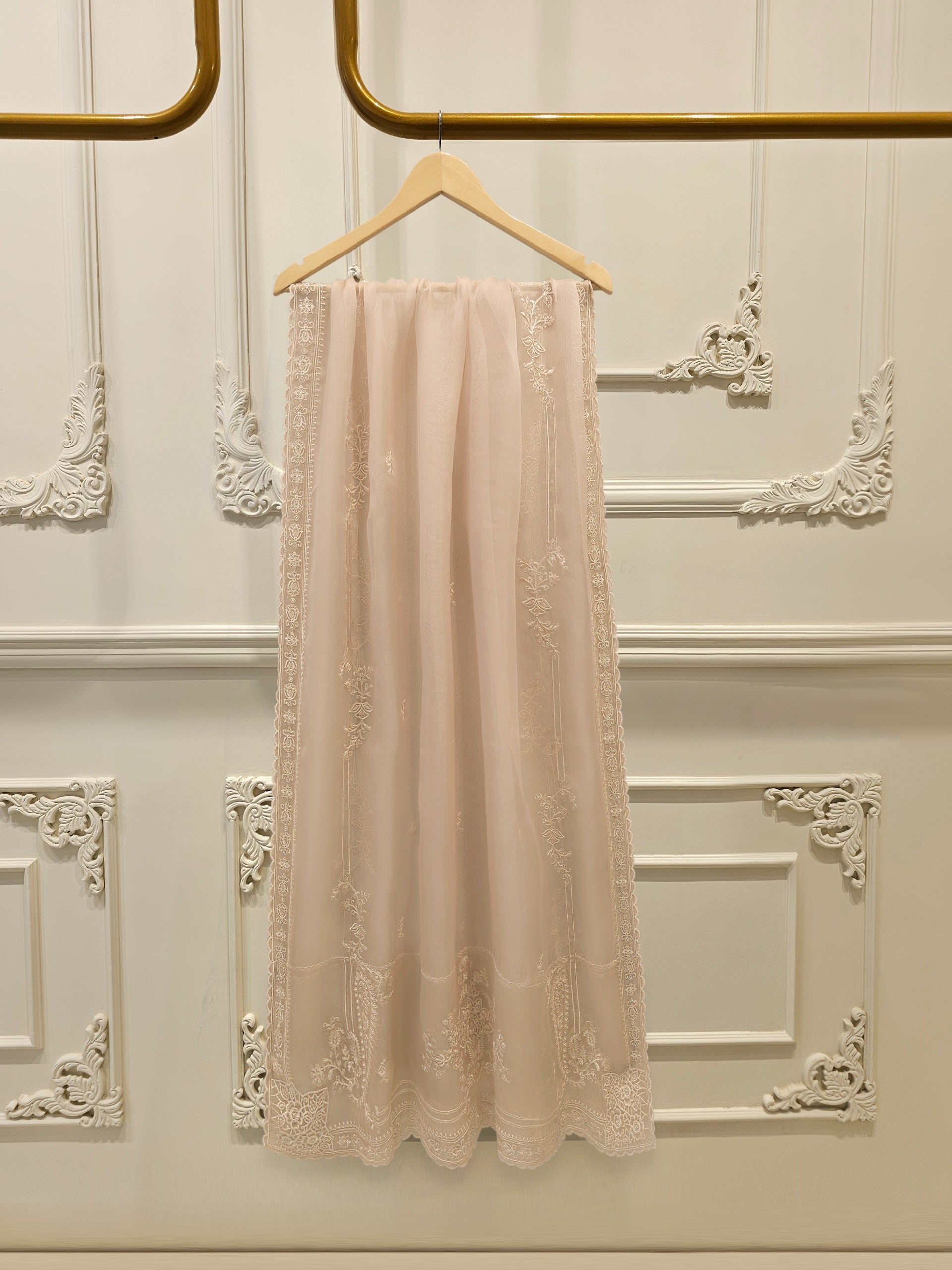 3 Piece - Pure Organza Embroidered Suit S114615
