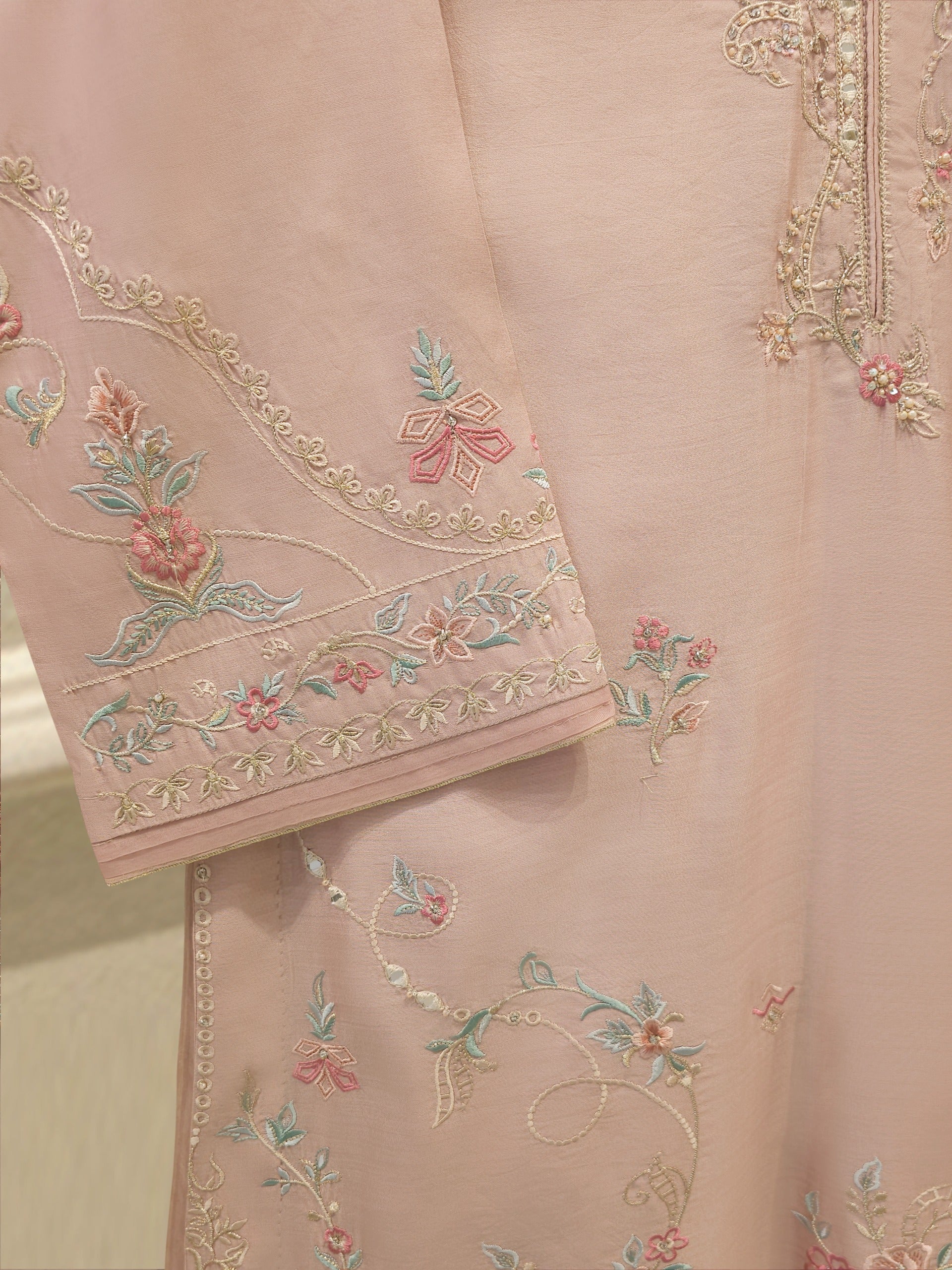 3 Piece - Pure Khaddi Silk Embroidered  Suit S114730