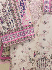 2-Piece Embroidered Digital Printed Cambric Suit S114754