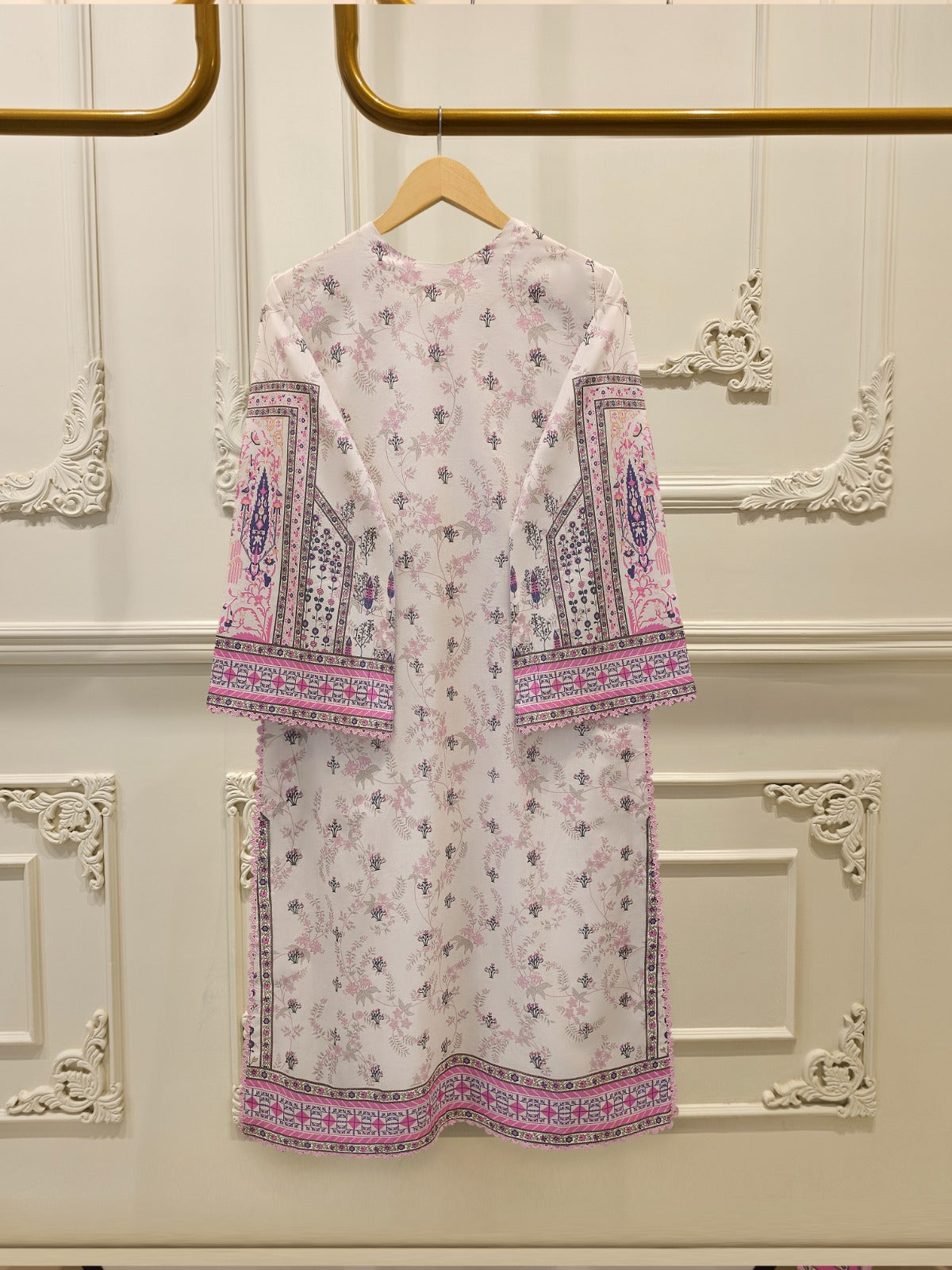 2-Piece Embroidered Digital Printed Cambric Suit S114754
