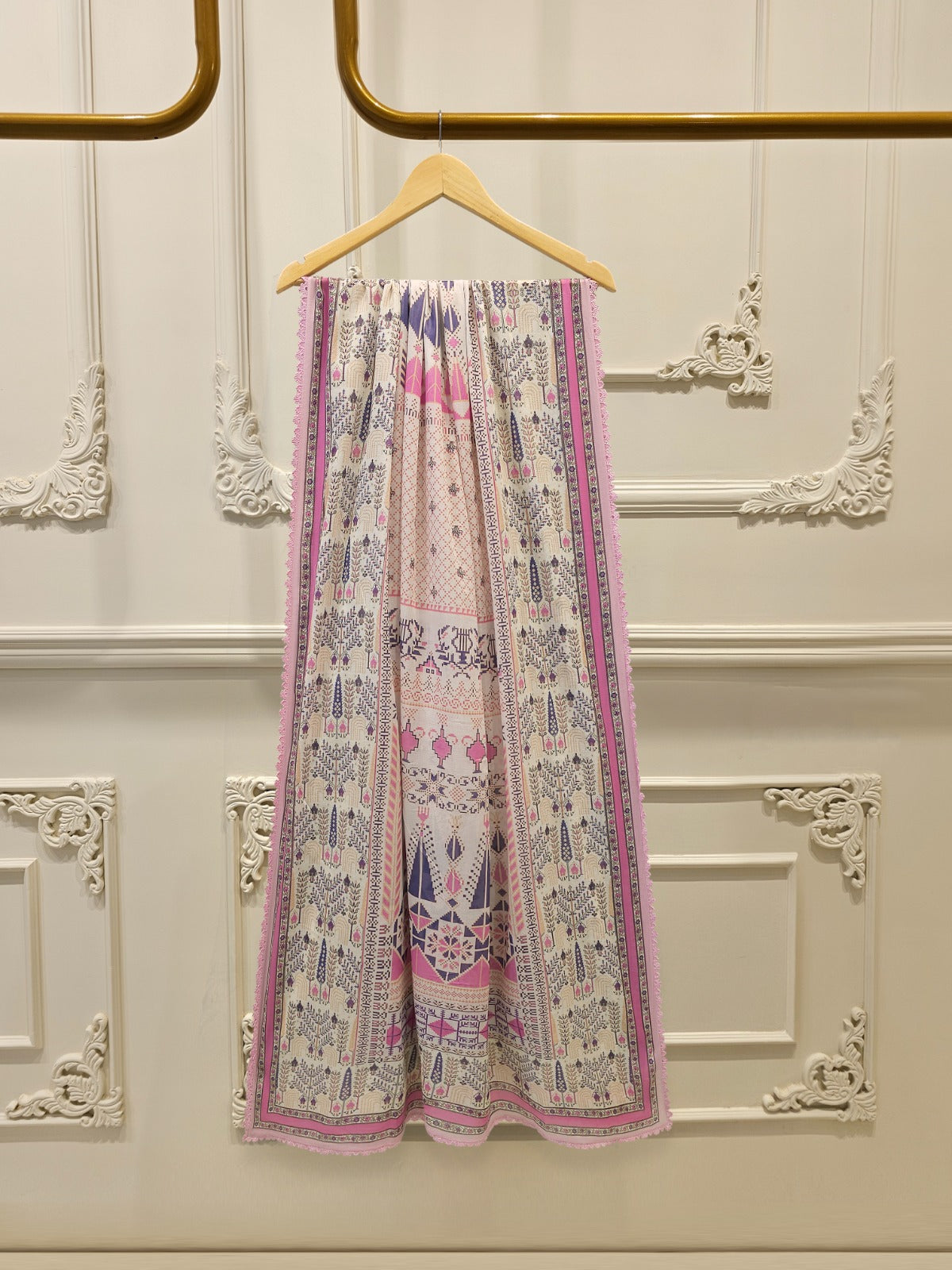 2-Piece Embroidered Digital Printed Cambric Suit S114754