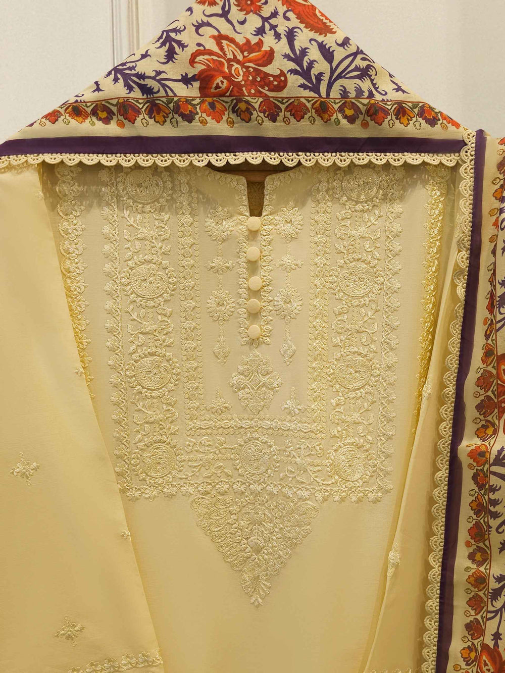 3 Piece - Embroidered Cambric Suit S114818