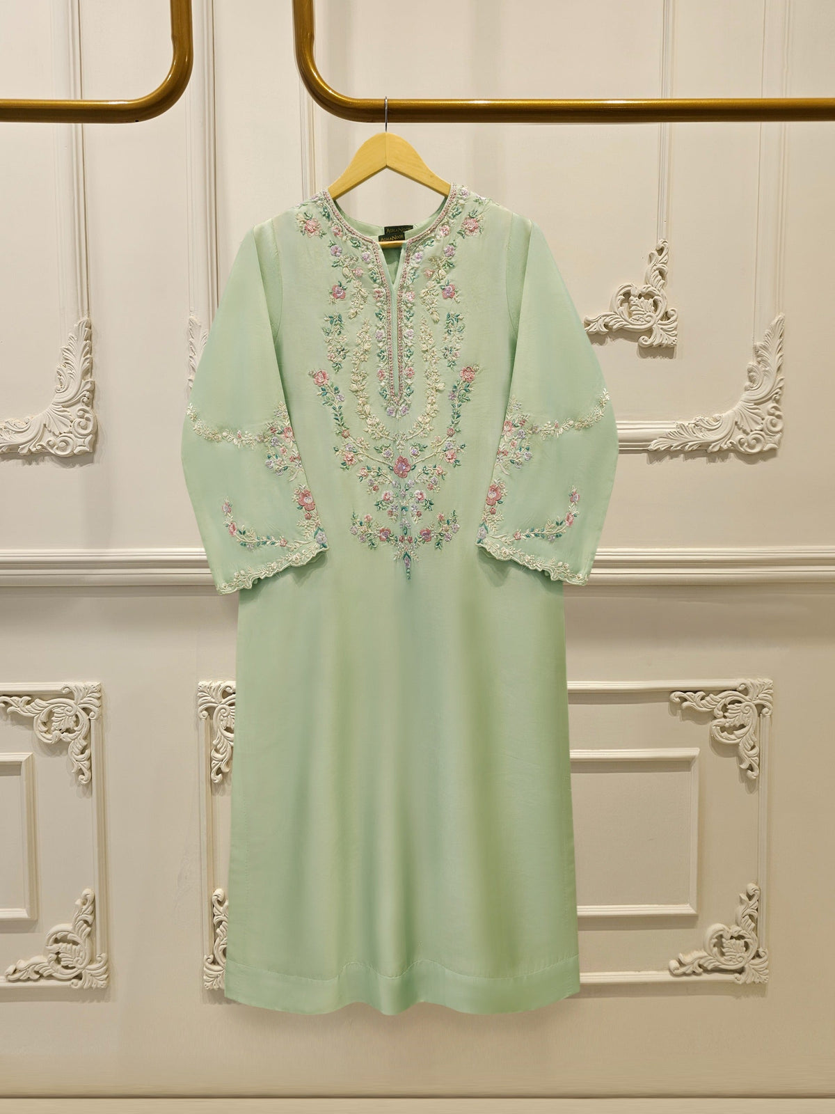 Pure Embroidered Sheesha Silk Shirt S114943