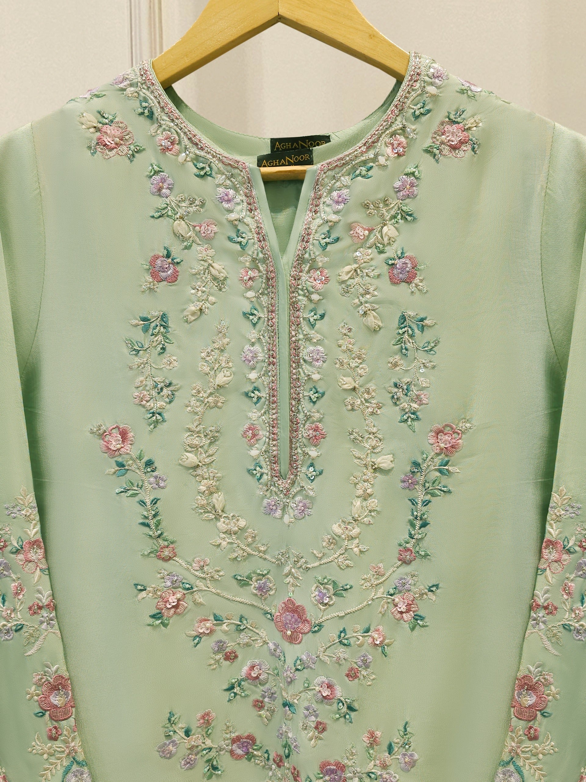 Pure Embroidered Sheesha Silk Shirt S114943