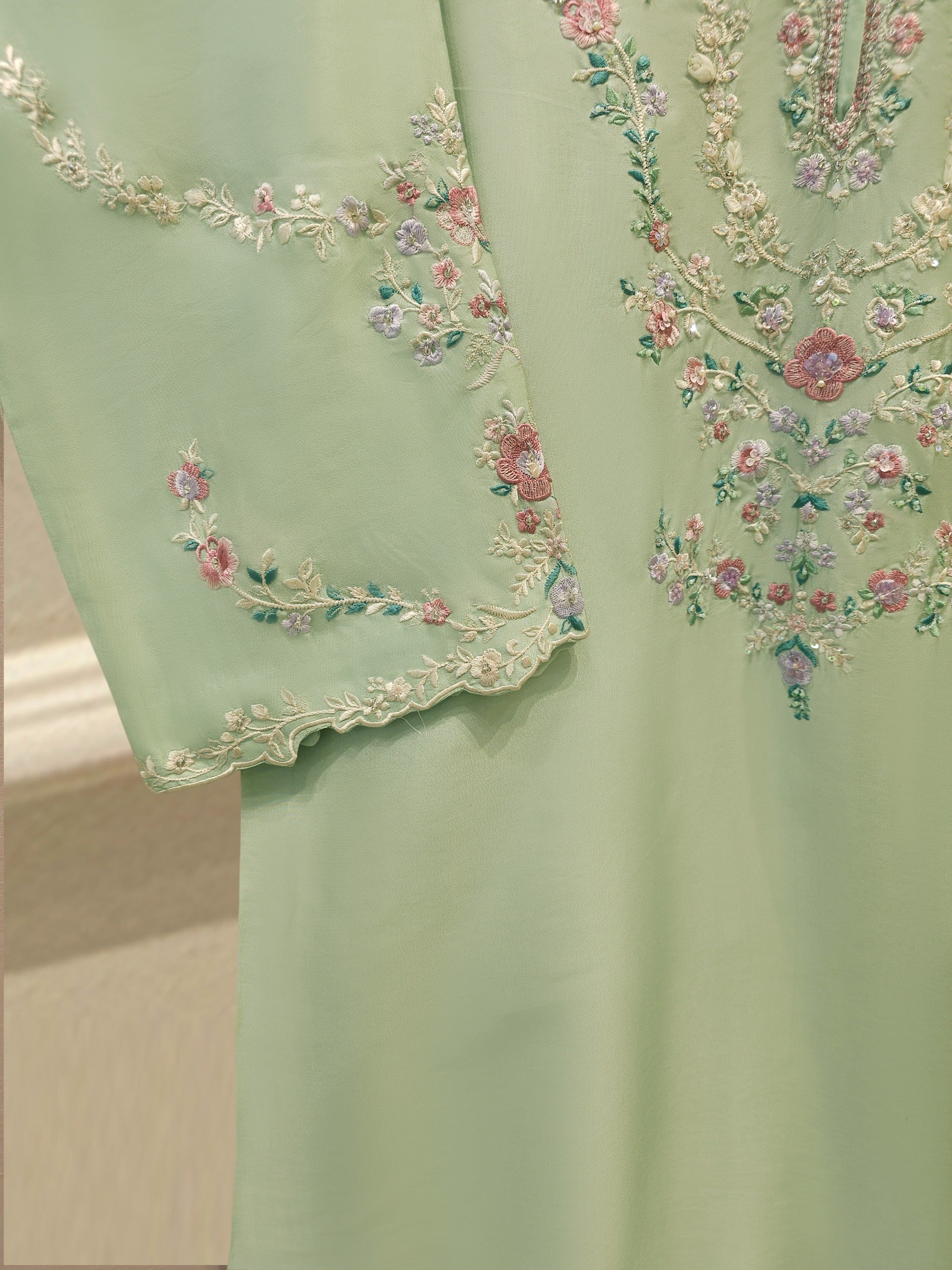 Pure Embroidered Sheesha Silk Shirt S114943