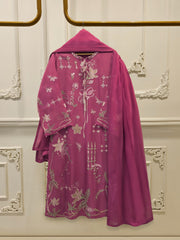 3 Piece - Pure Embroidered Cotton Net Suit S114934