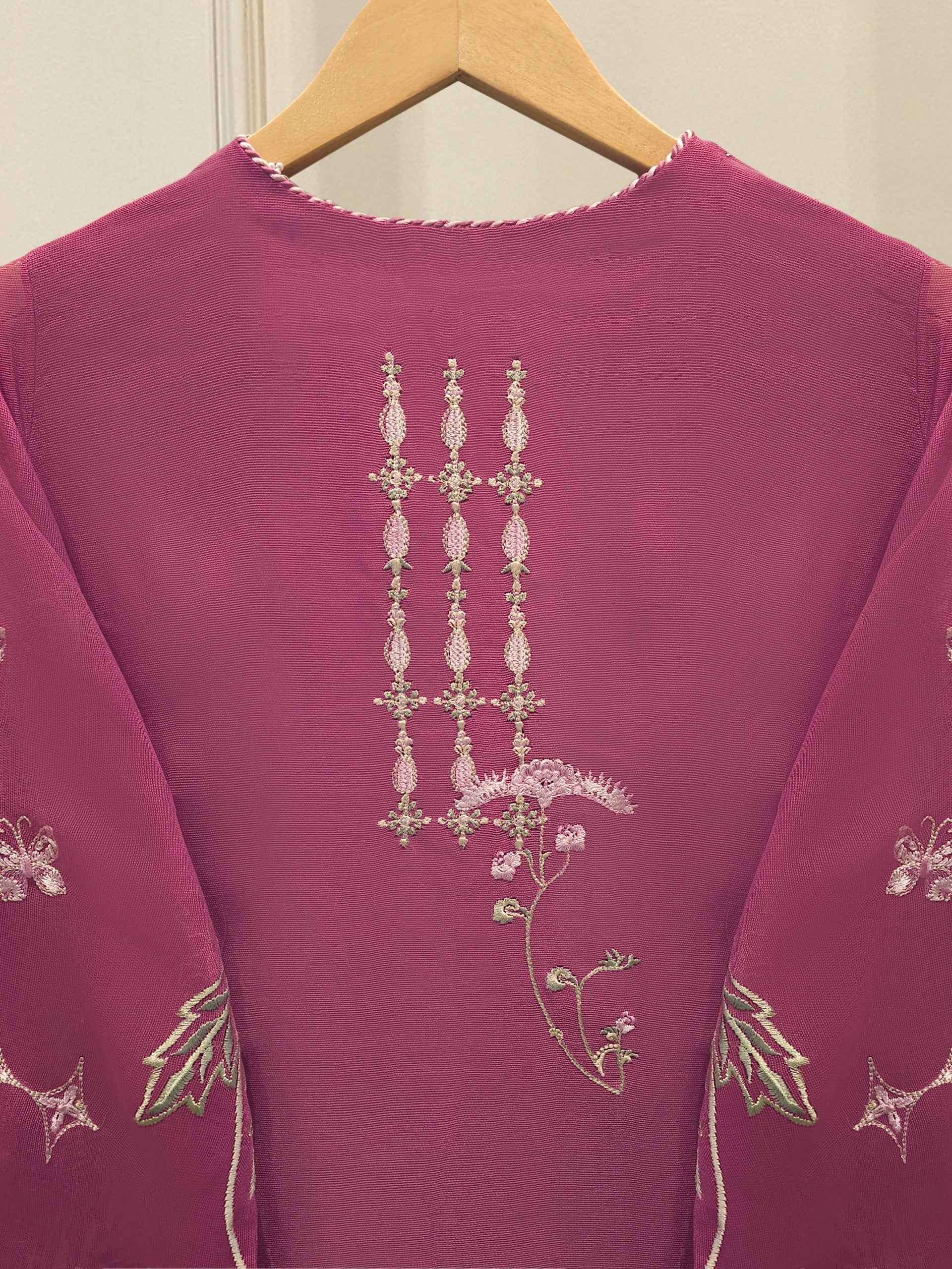 3 Piece - Pure Embroidered Cotton Net Suit S114934