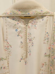 3 Piece- Pure  Shisha Silk Embroidered Suit S115039