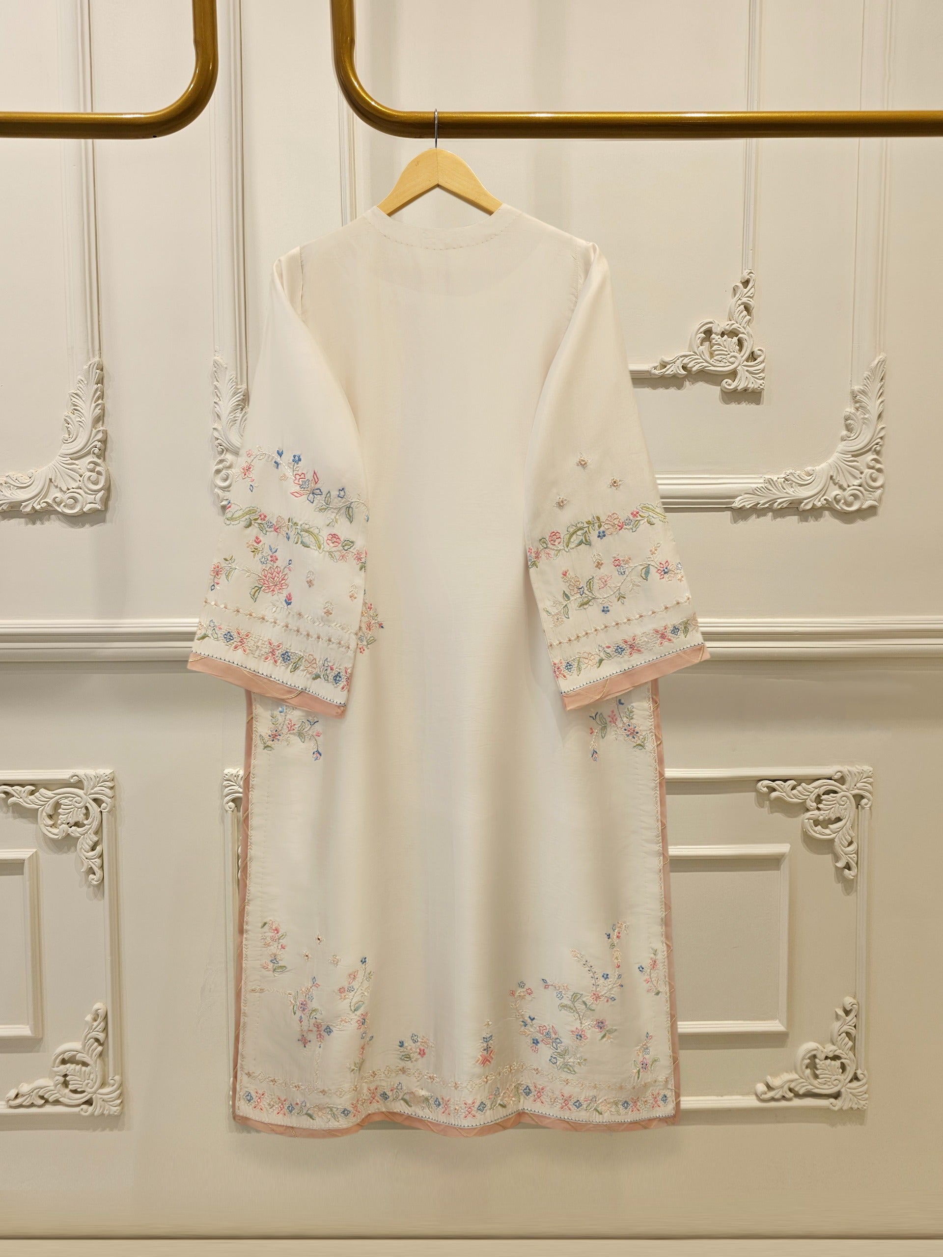 3 Piece- Pure  Shisha Silk Embroidered Suit S115039
