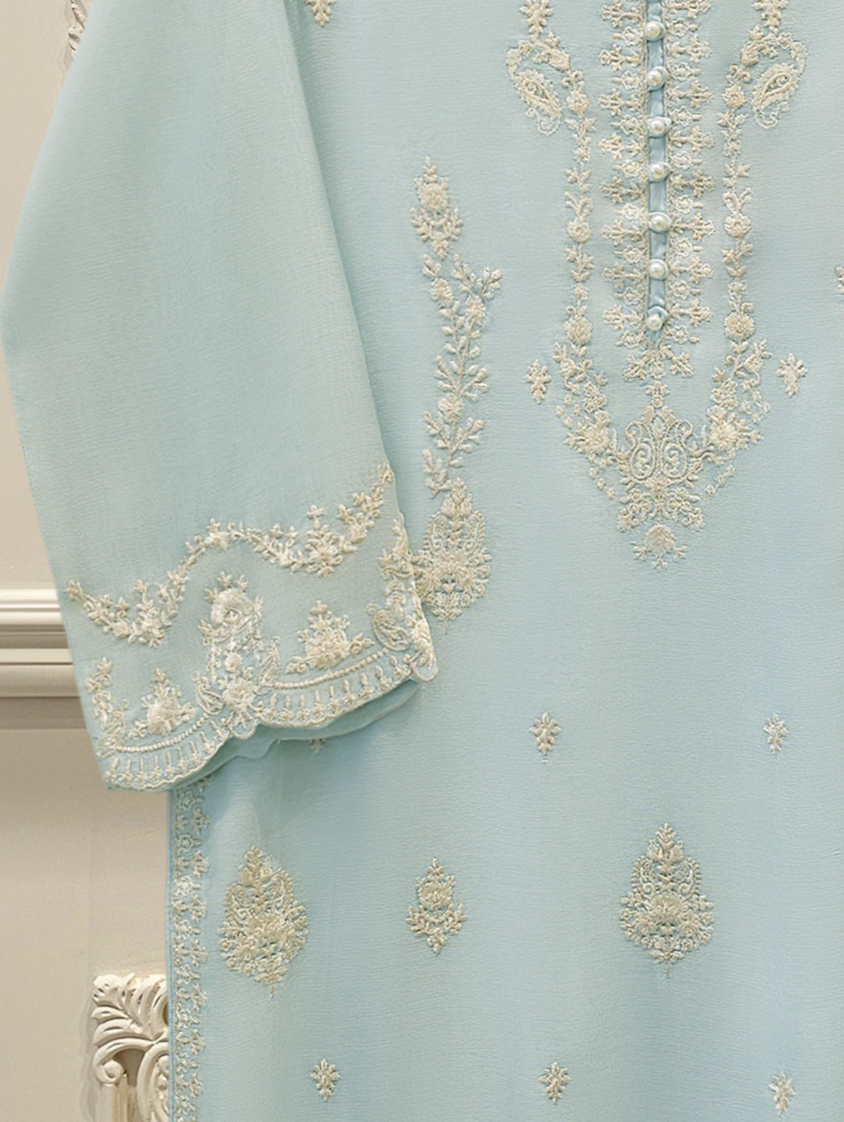 Pure Embroidered Cotton Net Shirt S114974