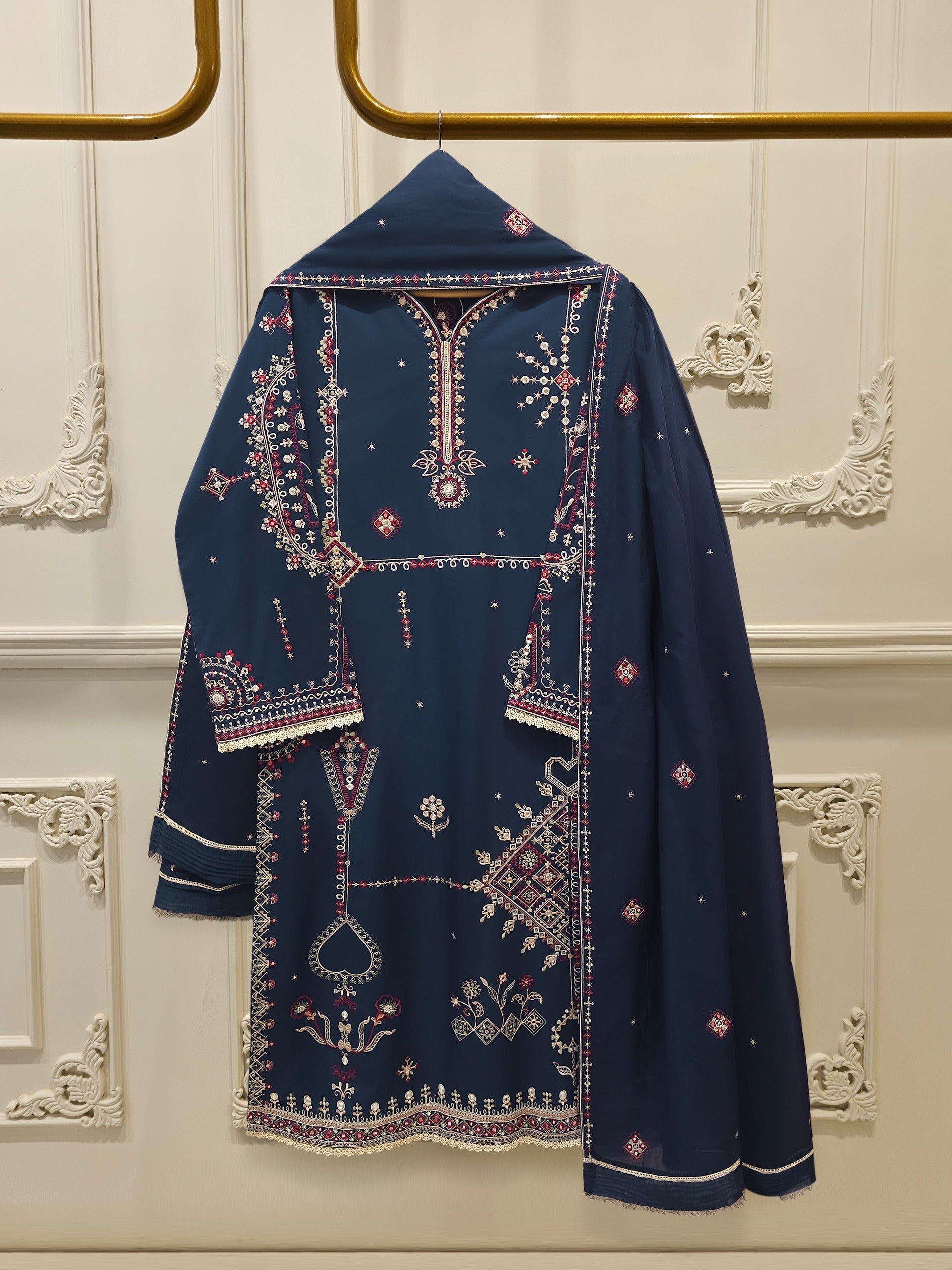 3 Piece - Embroidered Cambric Suit S115249