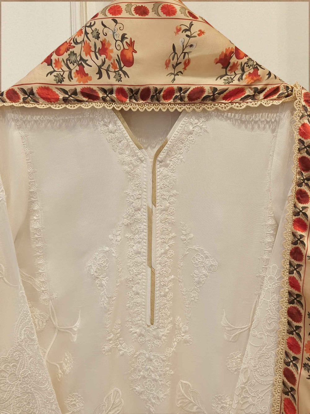 3 Piece- Pure Korean Silk Embroidered Suit S115360