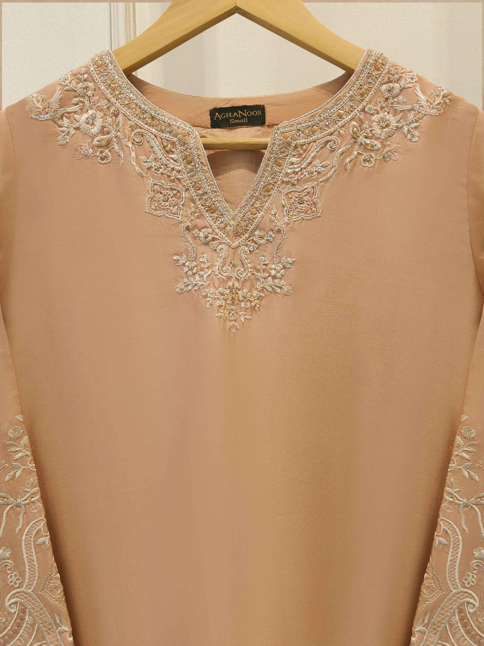 3 Piece- Pure  Sheesha Silk Embroidered Suit S115375