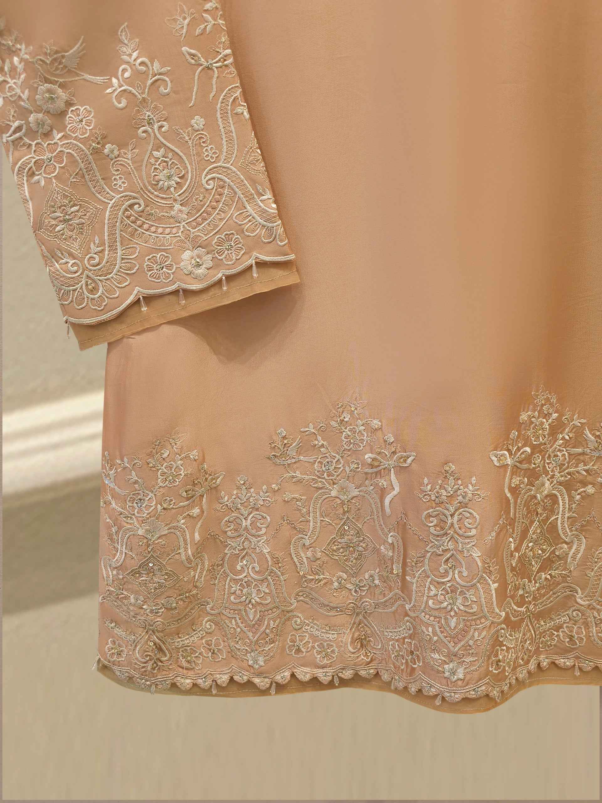 3 Piece- Pure  Sheesha Silk Embroidered Suit S115375