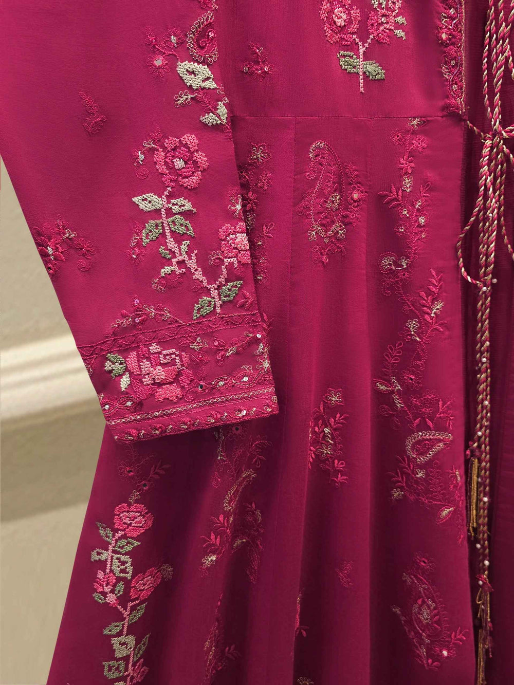 3 Piece - Embroidered Kora Silk Suit WS00412