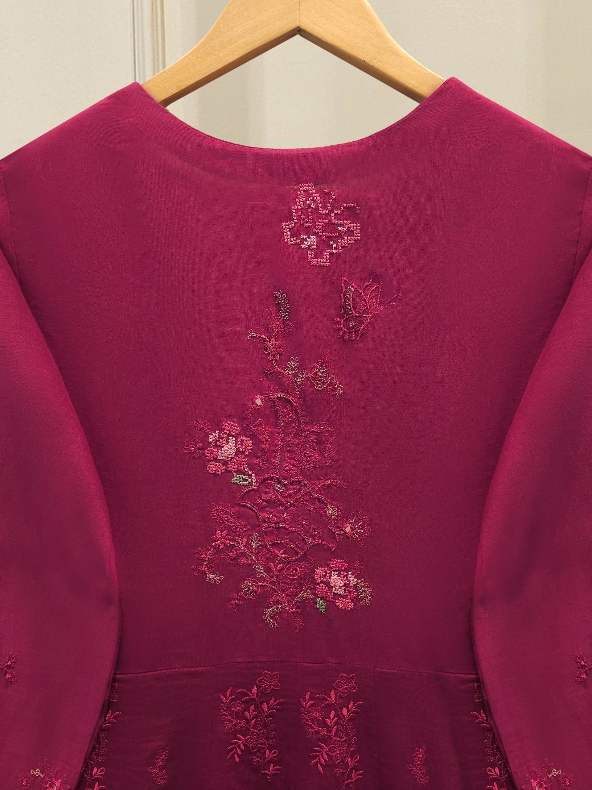 3 Piece - Embroidered Kora Silk Suit WS00412