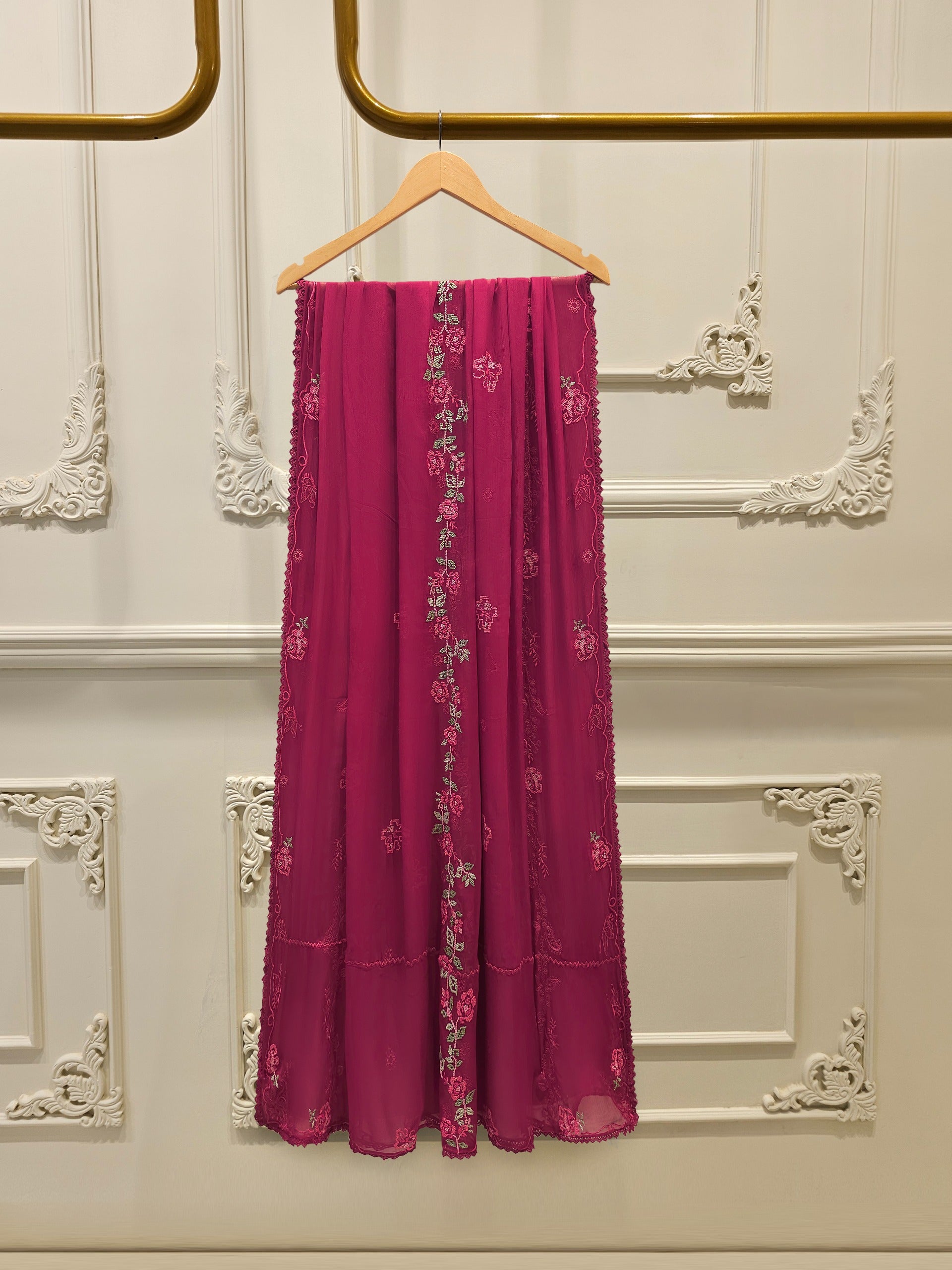 3 Piece - Embroidered Kora Silk Suit WS00412
