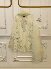 3 Piece- Pure  Sheesha Silk Embroidered Suit S115406